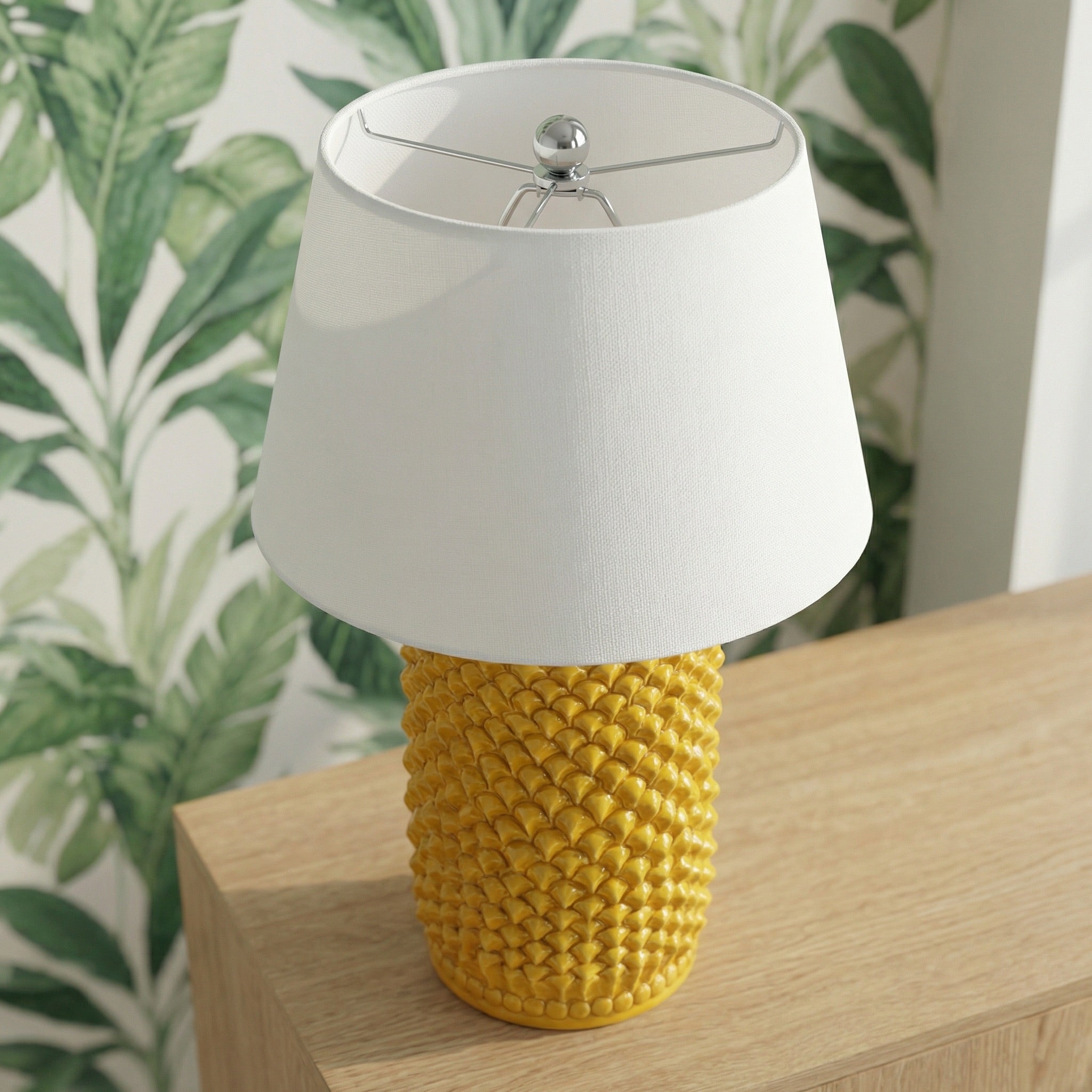 Lume Pigna Cilindro in Ceramica di Caltagirone h 60 cm - Senape