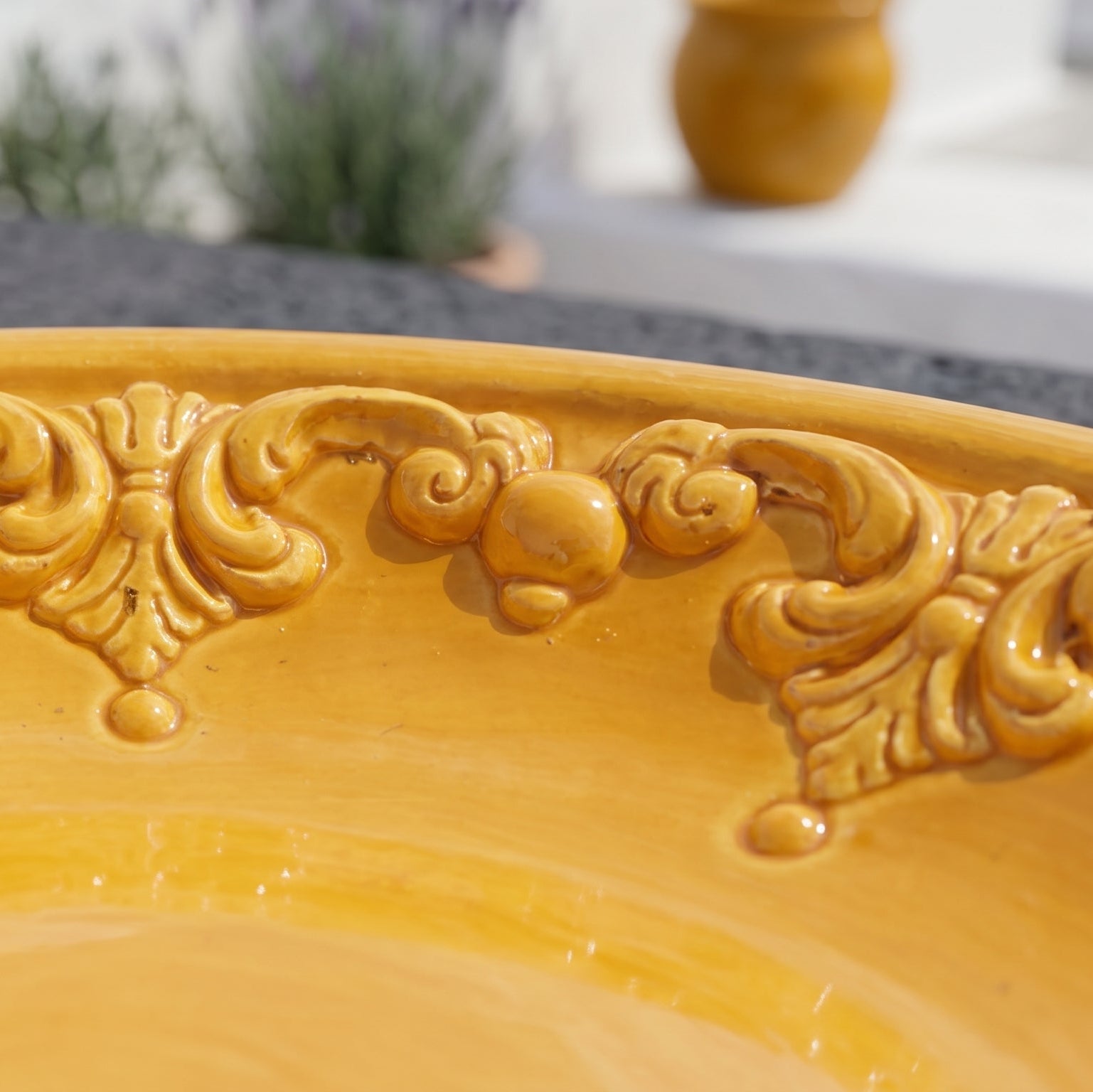 Piatto Svuota Tasche in Ceramica di Caltagirone Ø 30 cm - Plastico Sofia, Senape