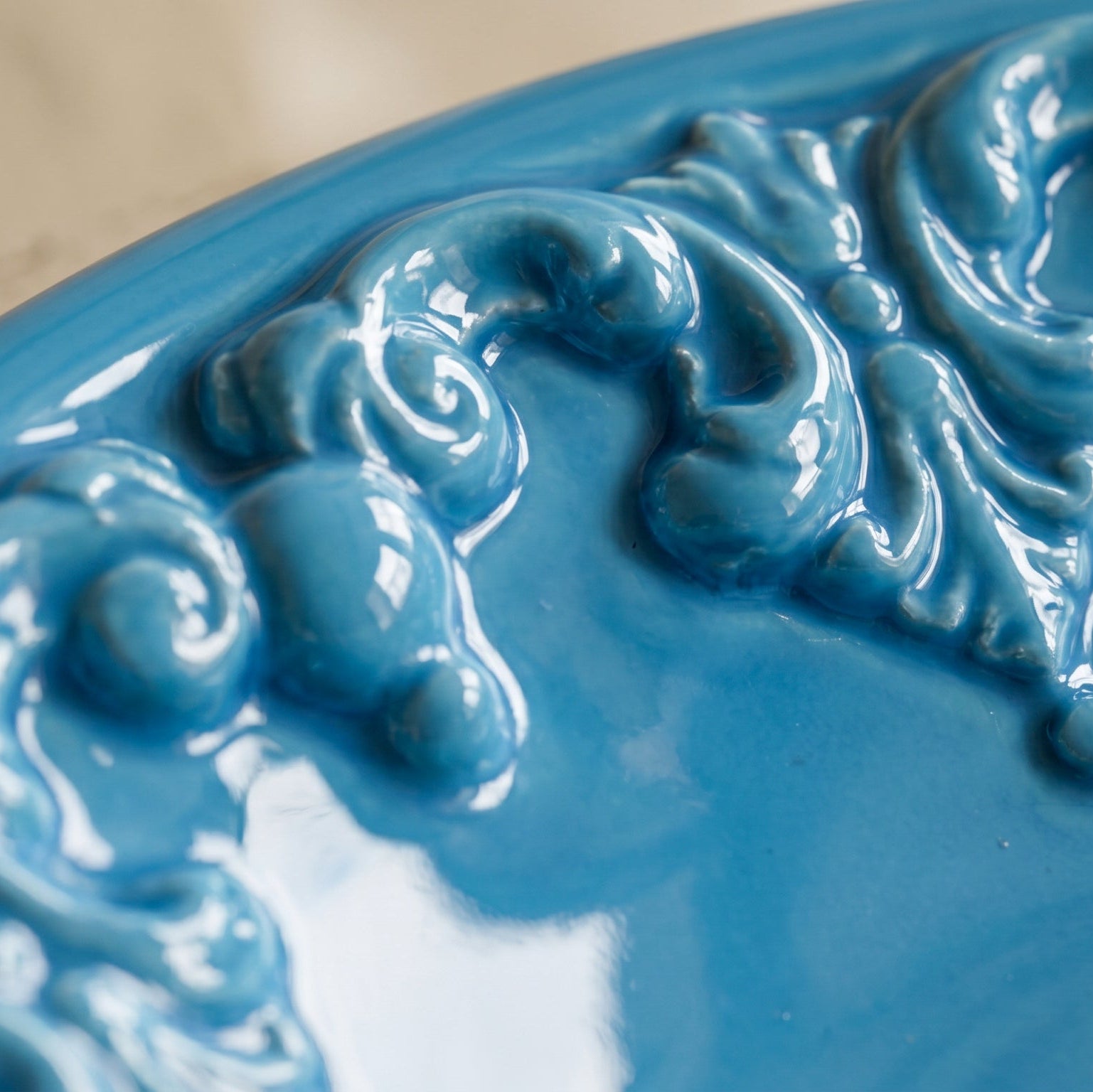 Piatto Svuota Tasche in Ceramica di Caltagirone Ø 30 cm - Plastico Sofia, Turchese