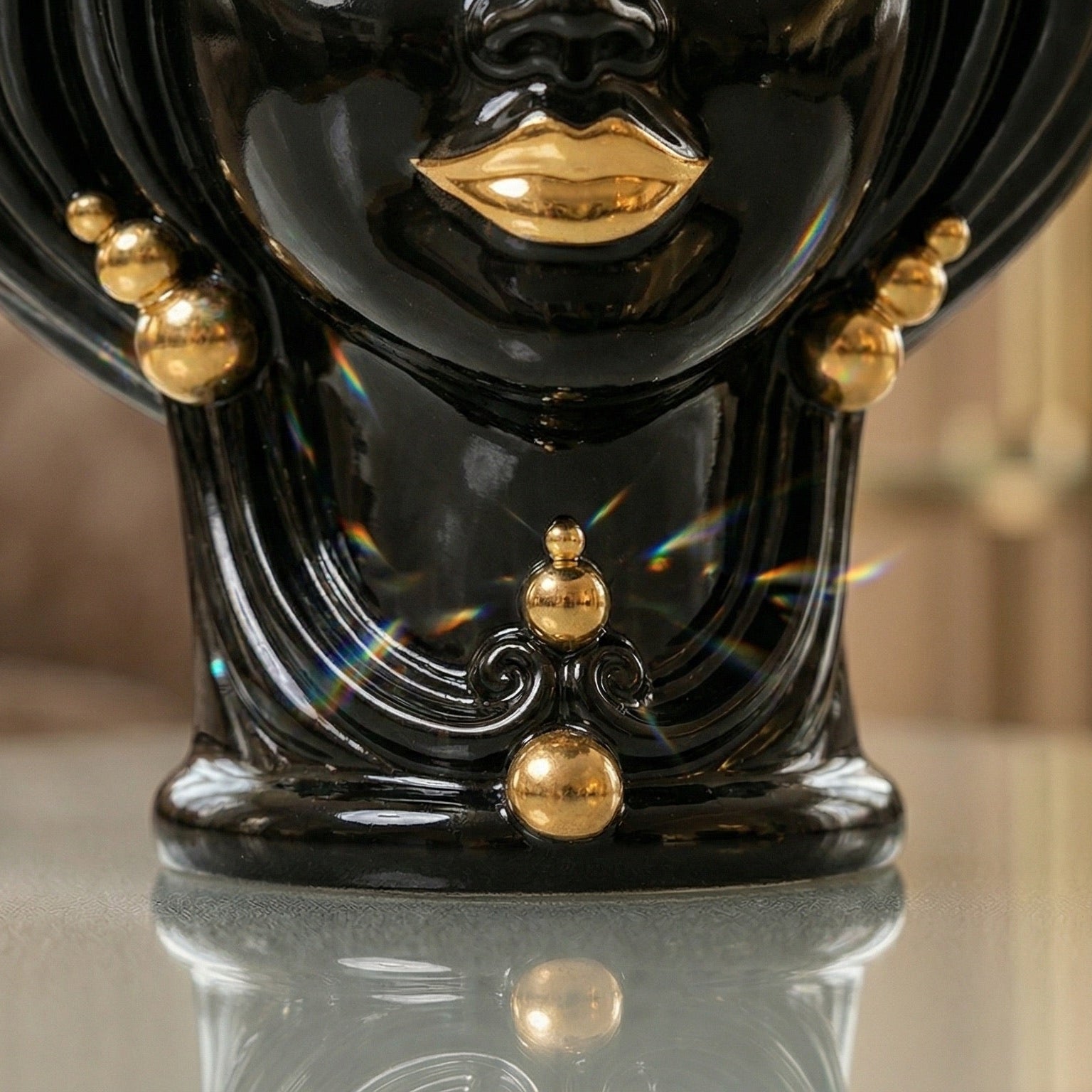Testa di Moro h 30 cm - Donna, Black and Gold