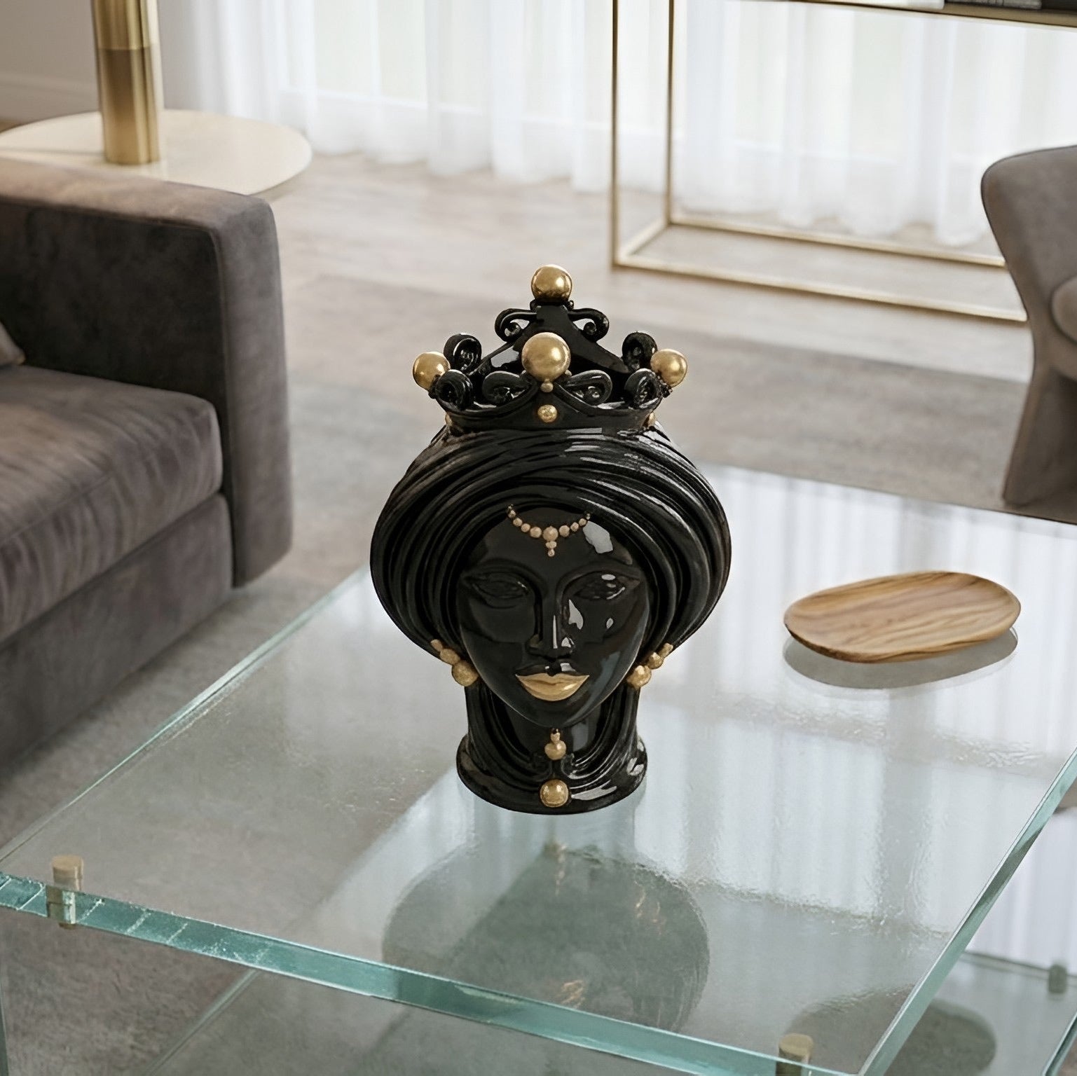 Testa di Moro h 30 cm - Donna, Black and Gold