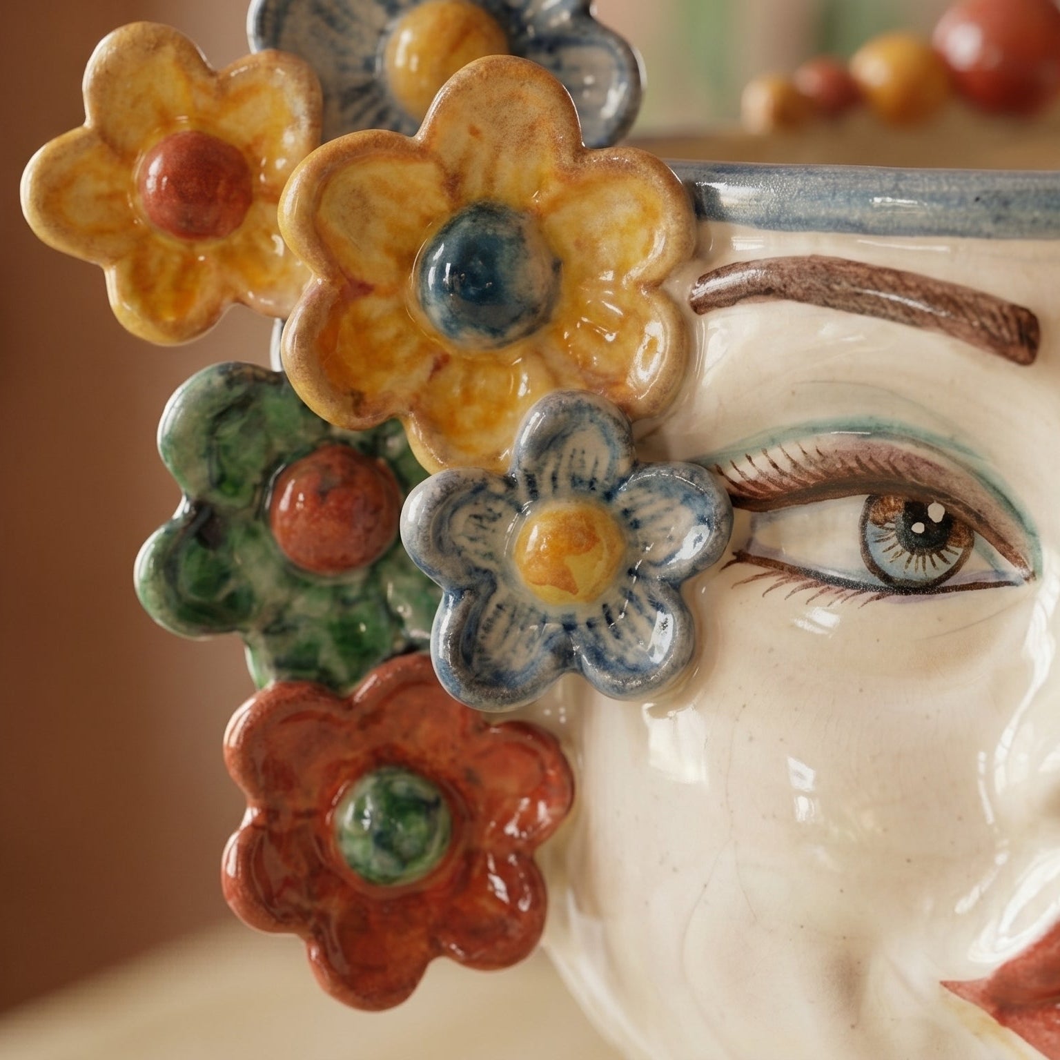 Testa di Moro con Fiori h 20 cm - Donna, Decoro Sicily