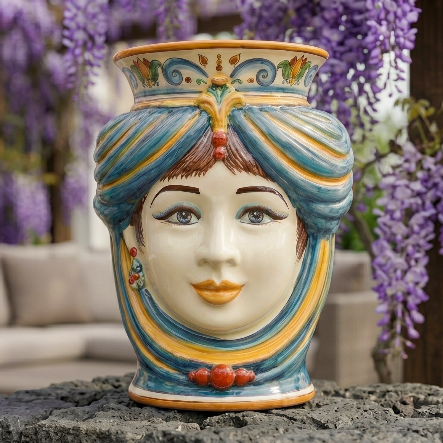 Testa di Moro h 33 cm - Femmina senza corona, Decoro Sicily