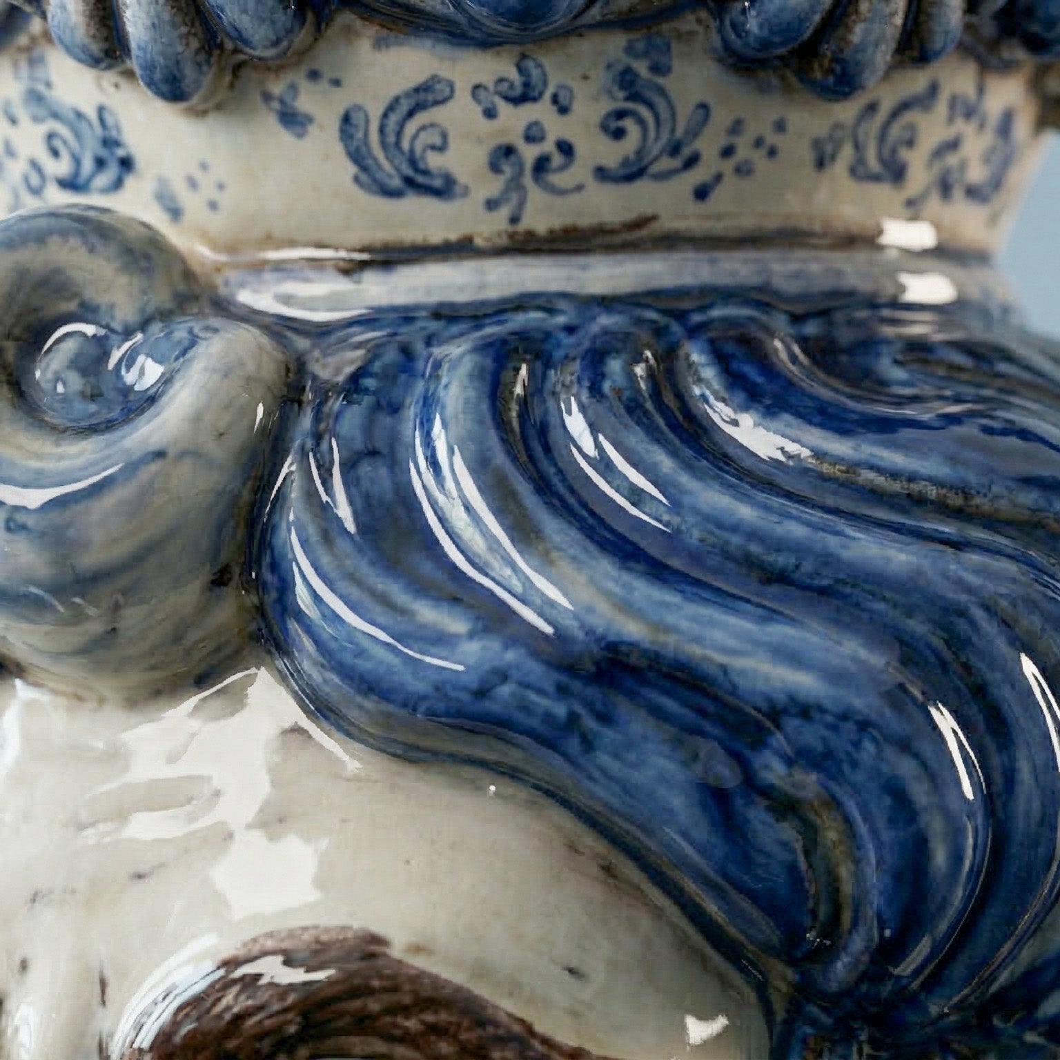 Testa di Moro a Candeliere h 40 cm - Maschio Bianco, Mono Blu