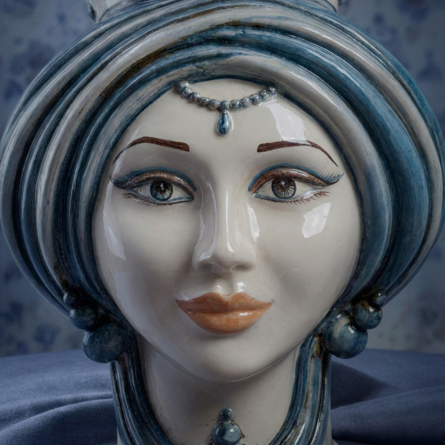Testa di Moro h 30 cm - Donna, Mono Blu