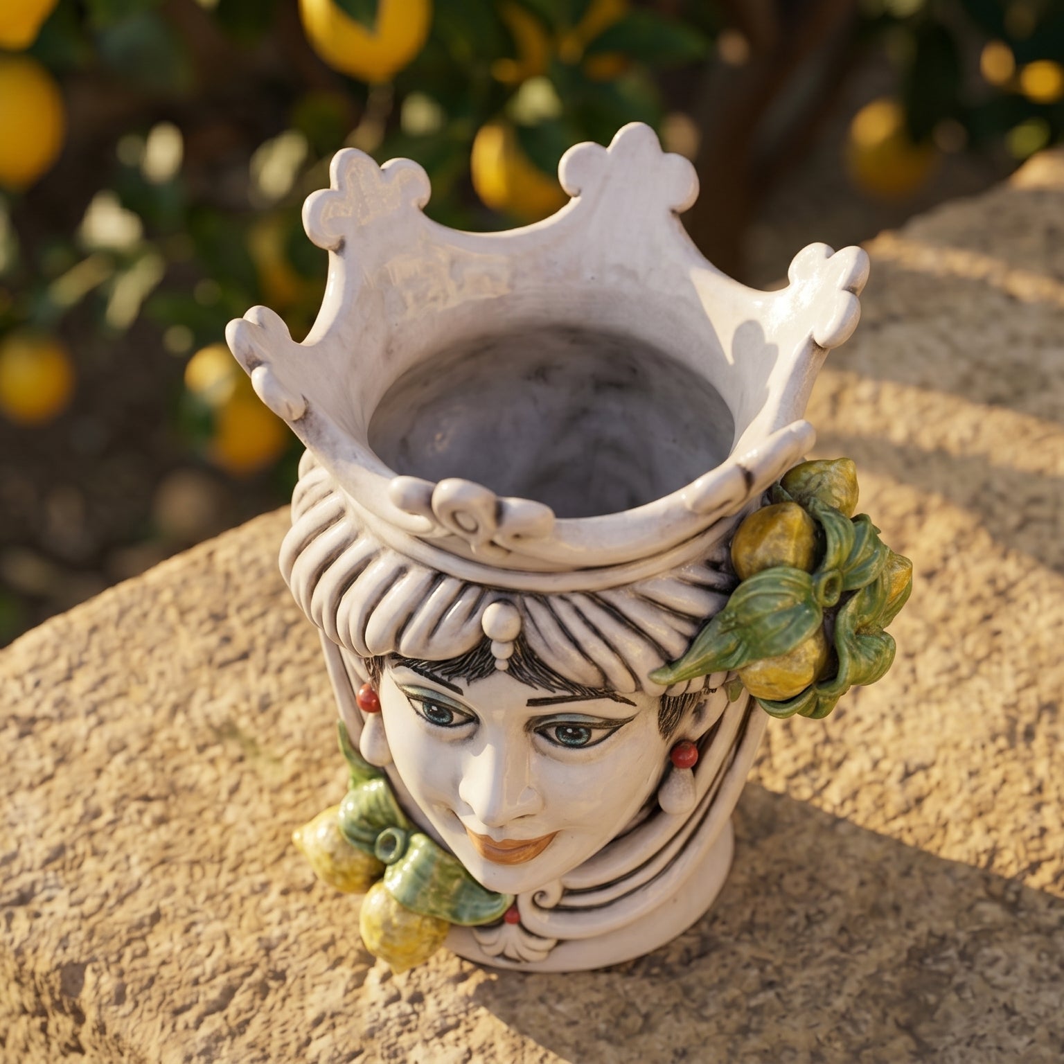 Testa di Moro con Limoni h 25 cm - Donna, Madreperla