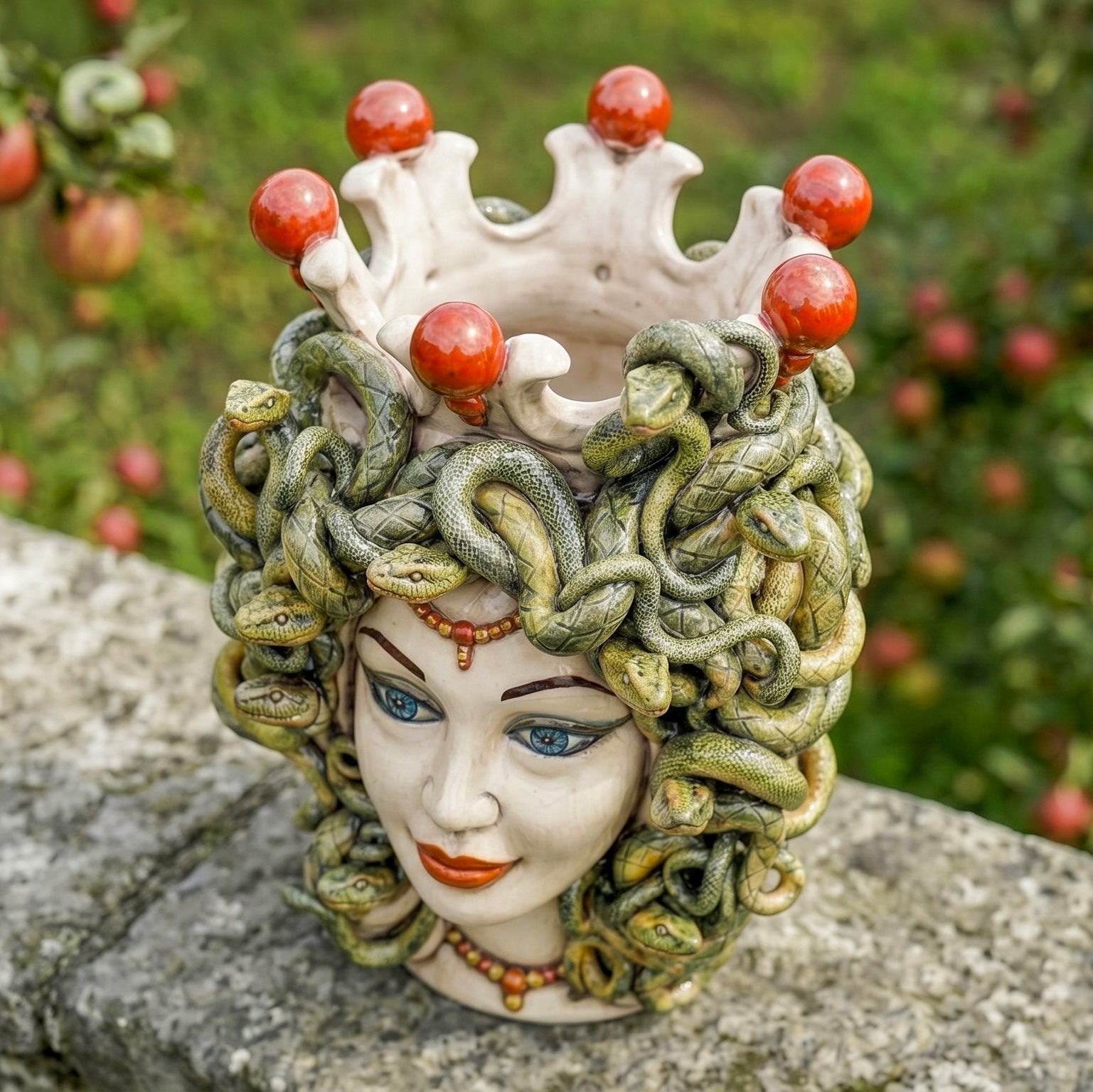 Testa Medusa h 38 cm - Madreperla | Ceramica Caltagirone
