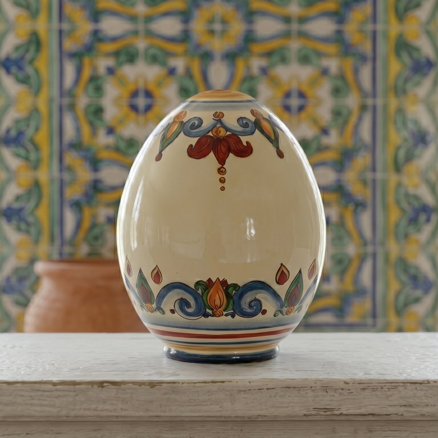 Uovo Decorativo in Ceramica di Caltagirone - Decoro Sicily