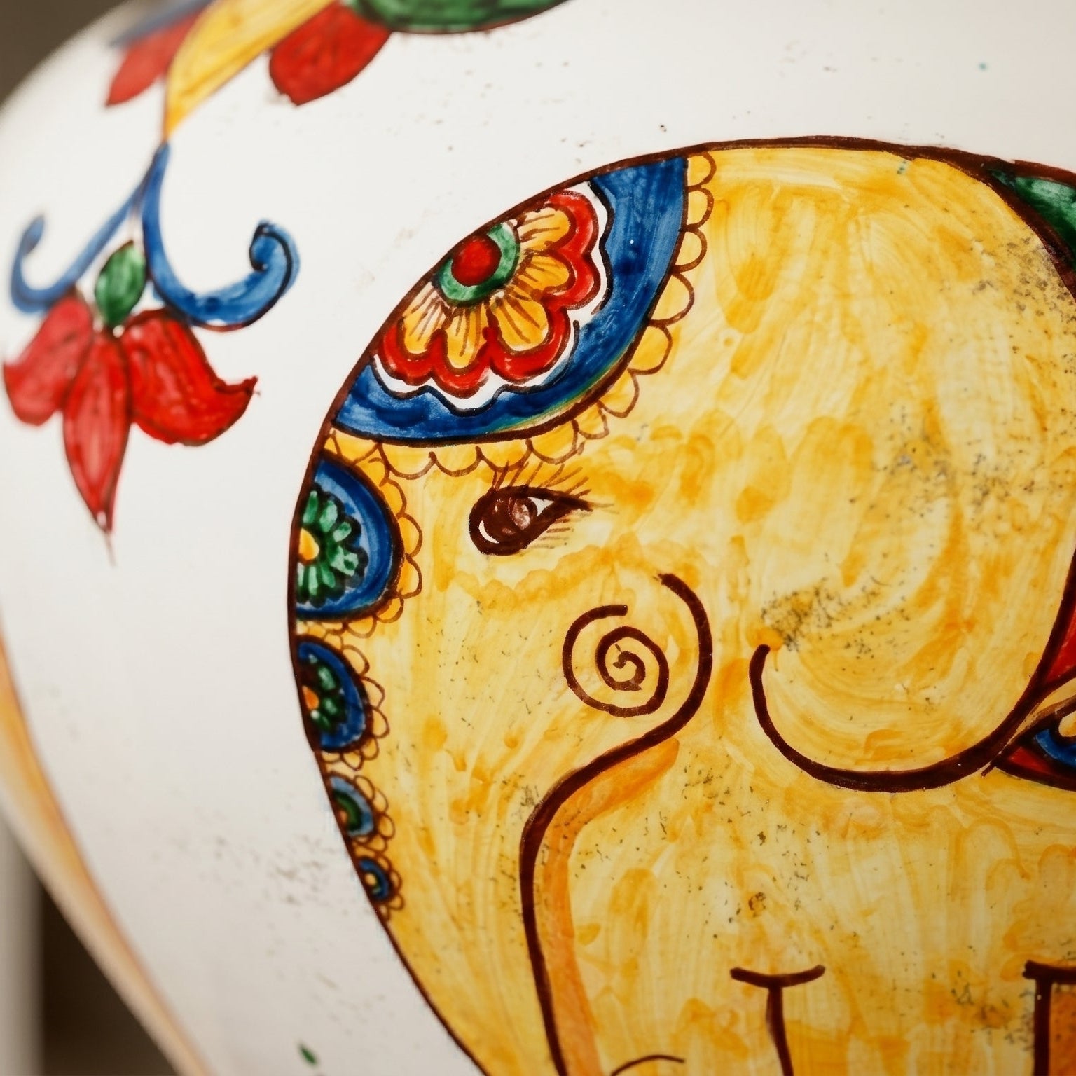 Potiche in Ceramica di Caltagirone - Decoro Elefante