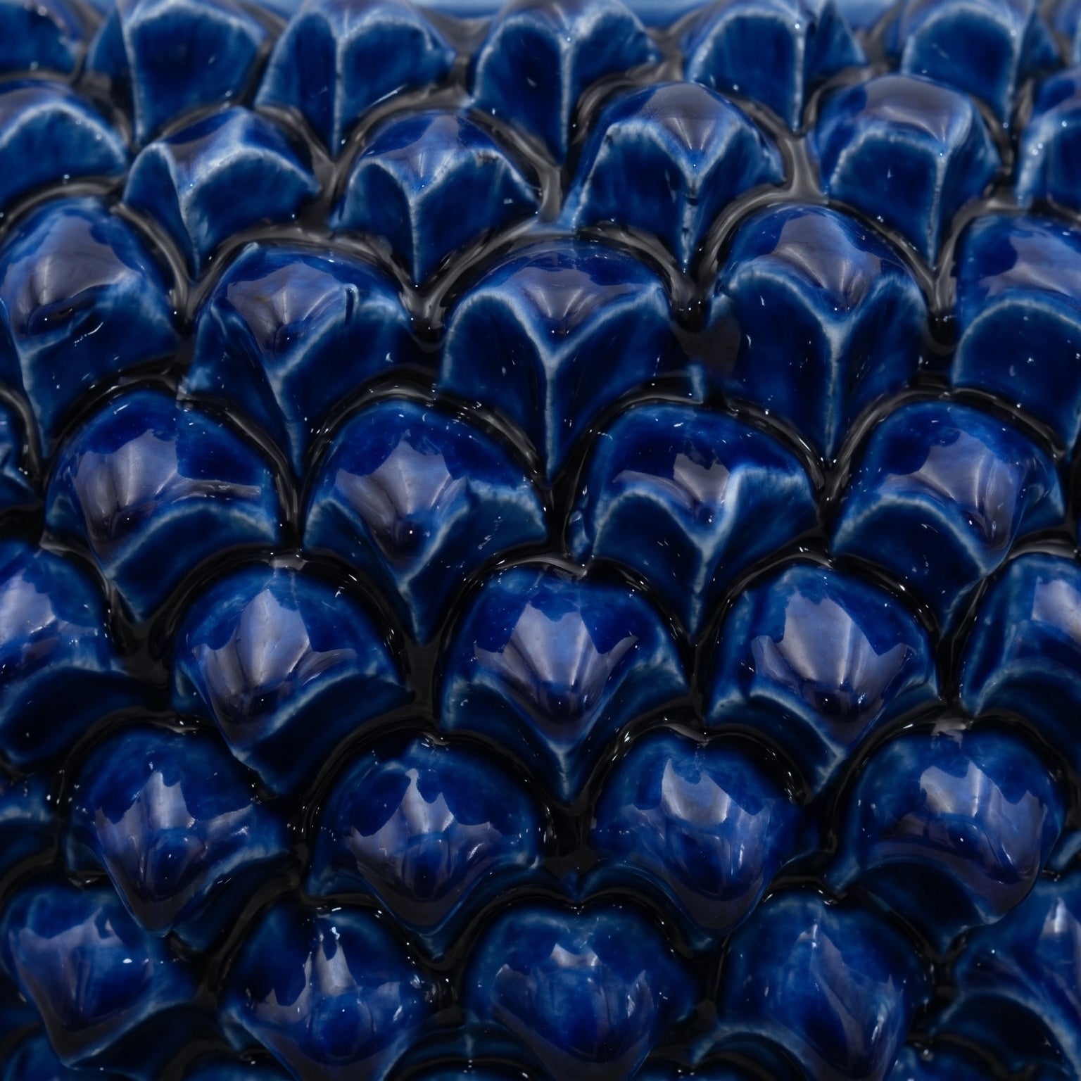 Cachepot a Pigna in Ceramica di Caltagirone - Blu Intenso