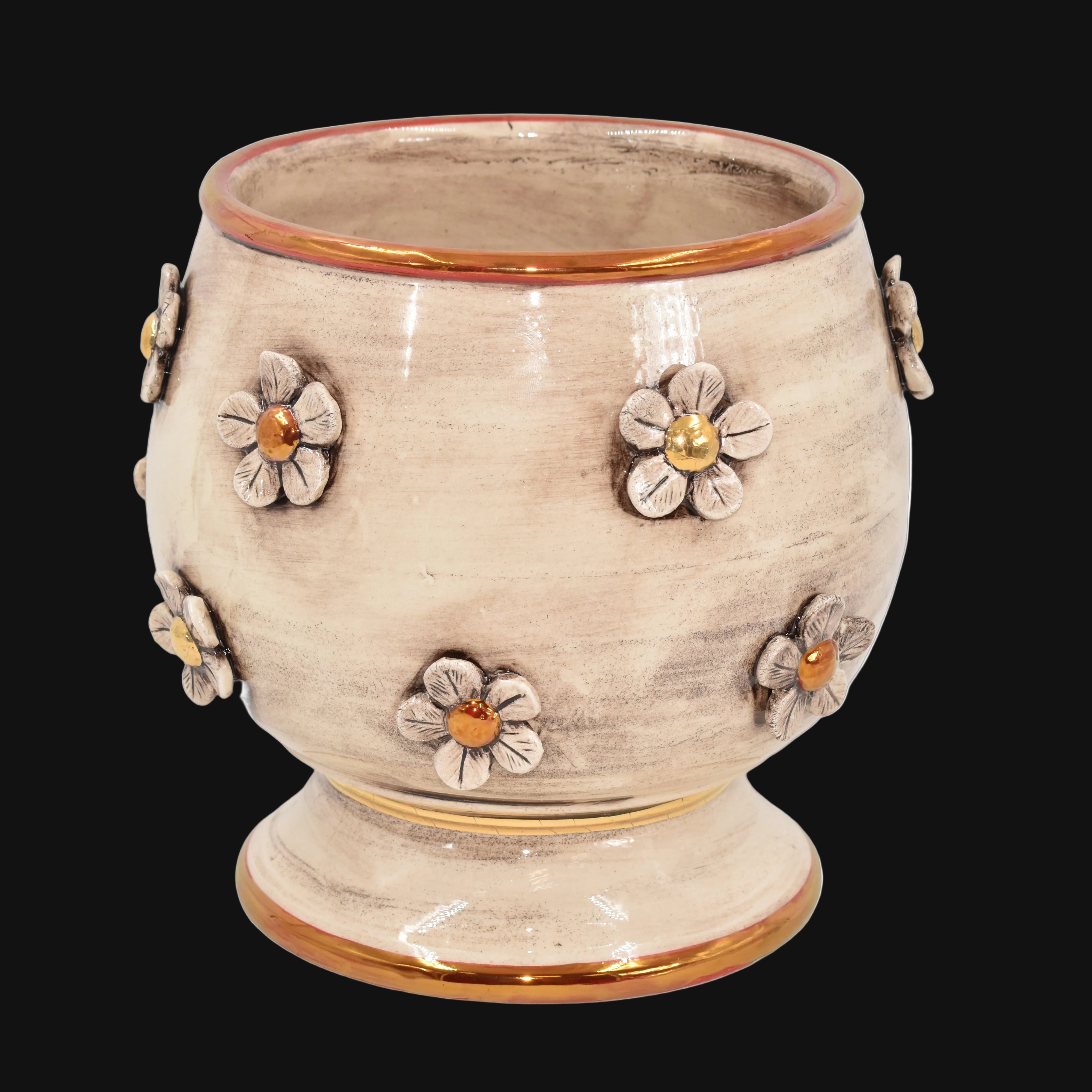 Vaso c/fiori h 20 madreperla antichizzato oro e lustri
