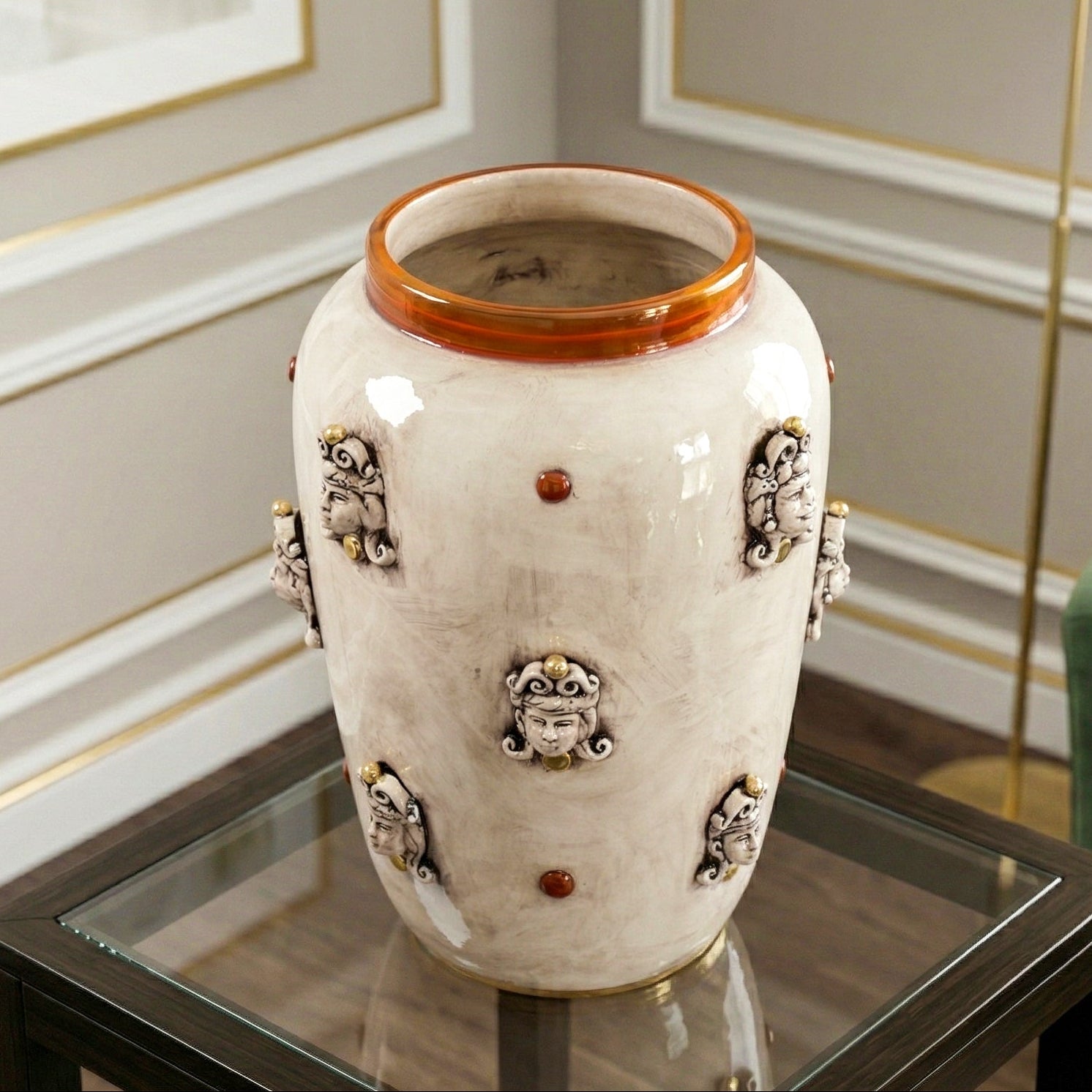 Vaso Testa di Moro h 40 cm, Madreperla Antichizzato