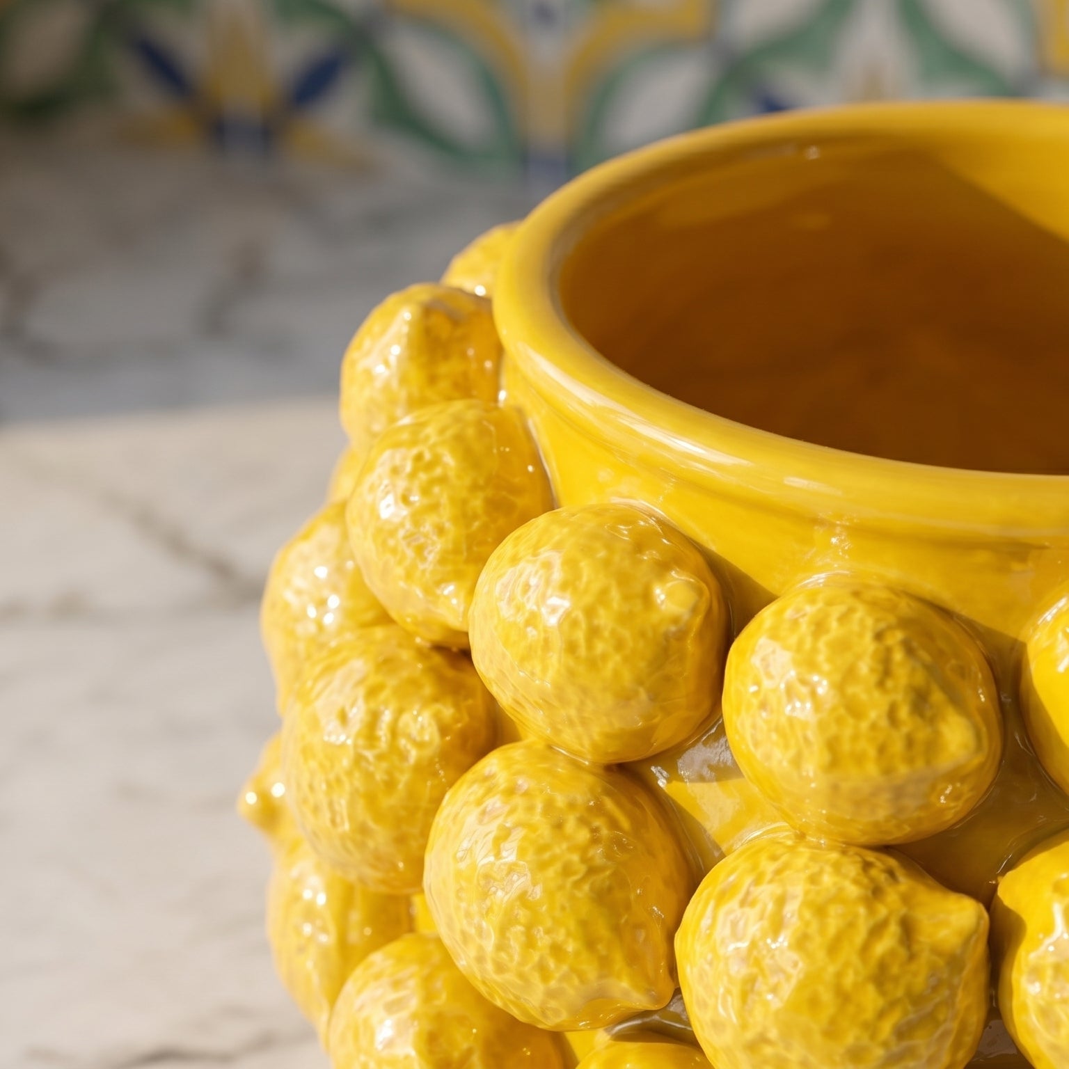 Vaso con Limoni in Ceramica di Caltagirone - Linea Decorativa