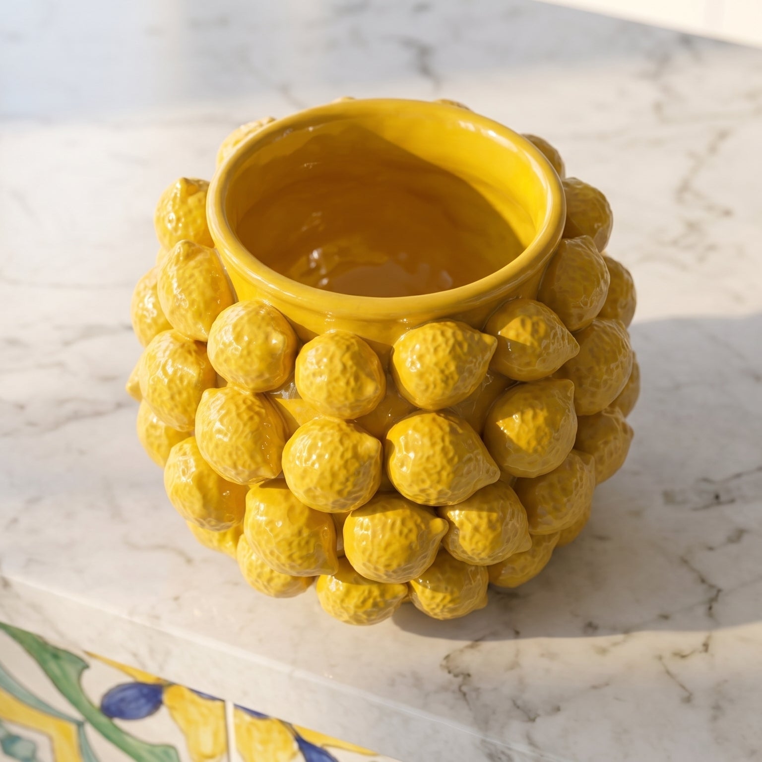 Vaso con Limoni in Ceramica di Caltagirone - Linea Decorativa