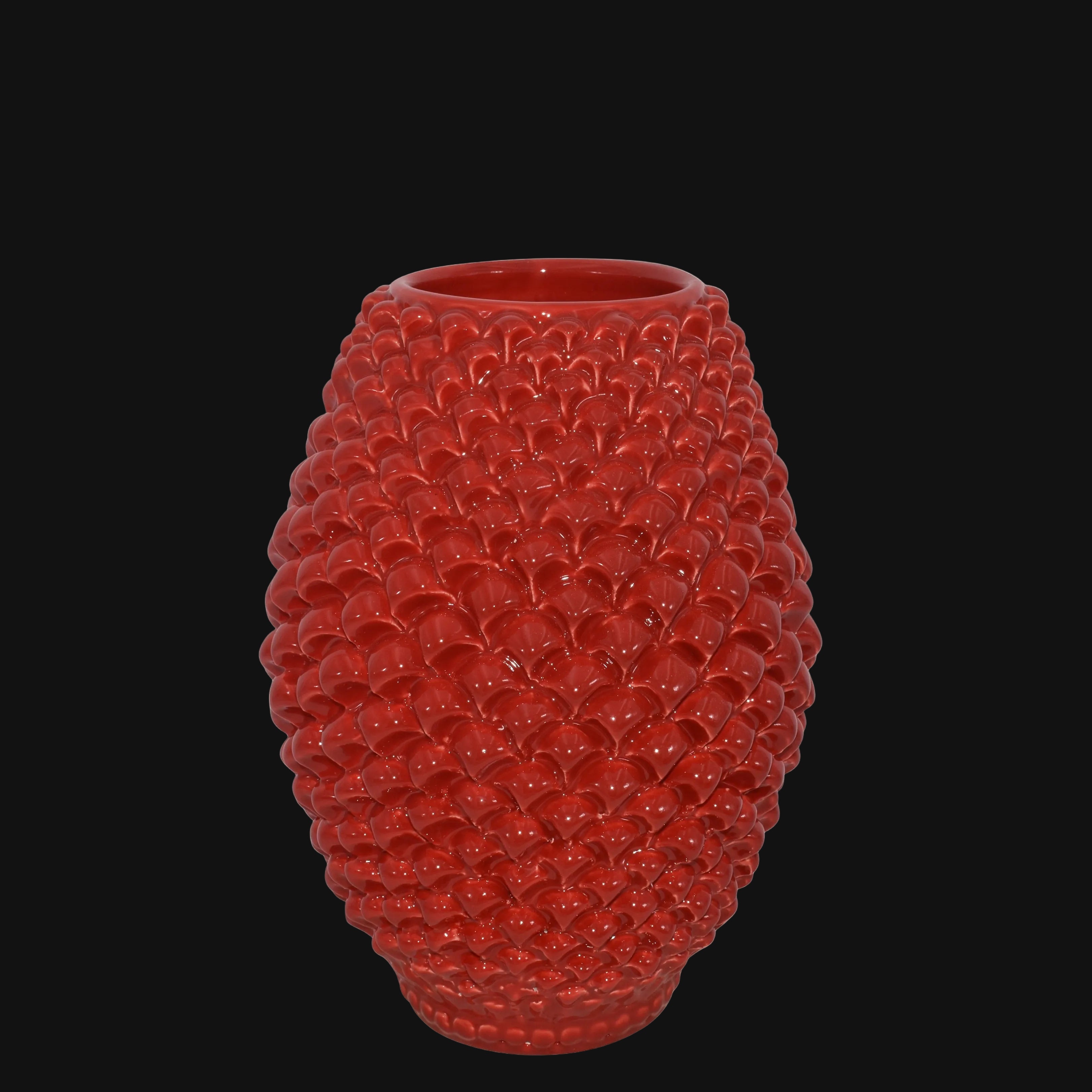 Vaso Pigna Botte in Ceramica di Caltagirone - Rosso Fuoco
