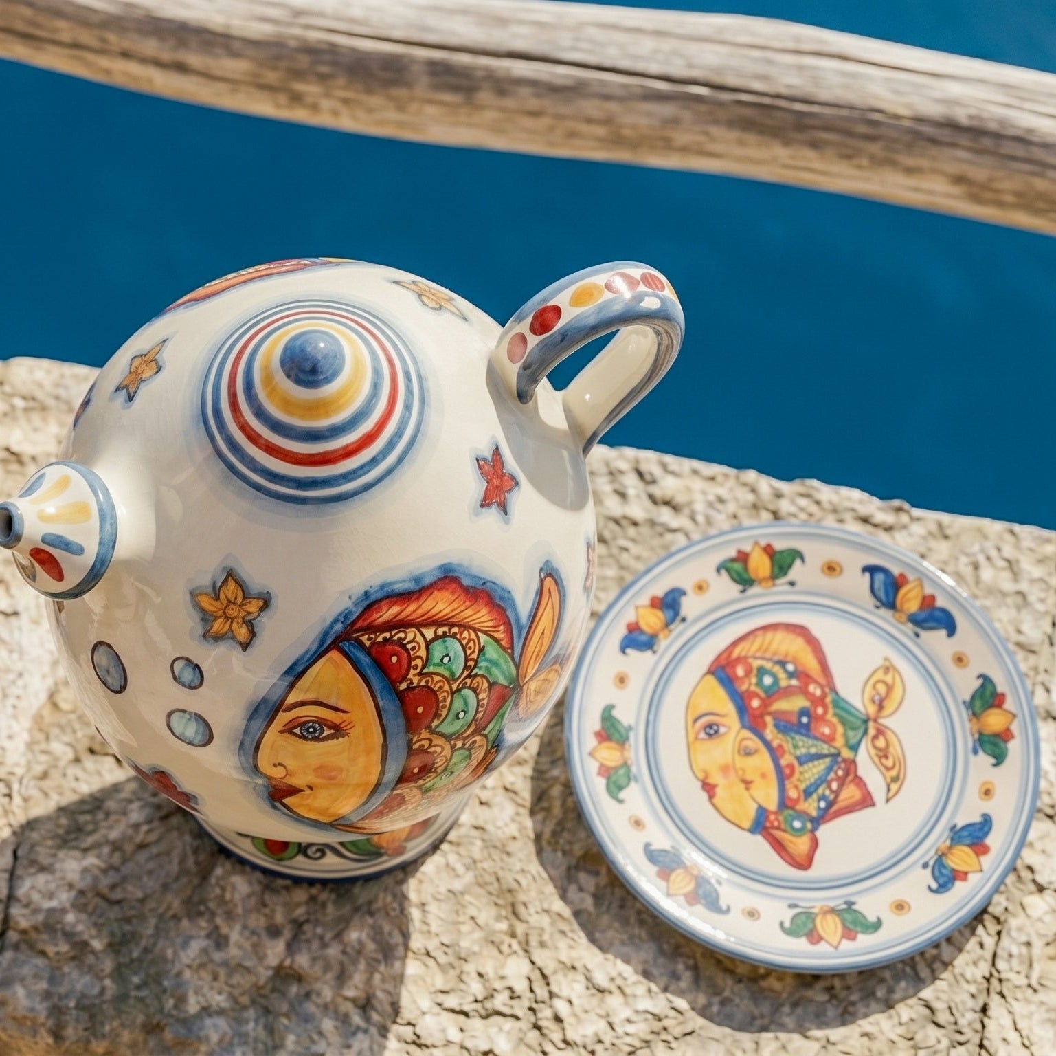 Fangotto in ceramica di Caltagirone - Decoro Pesci