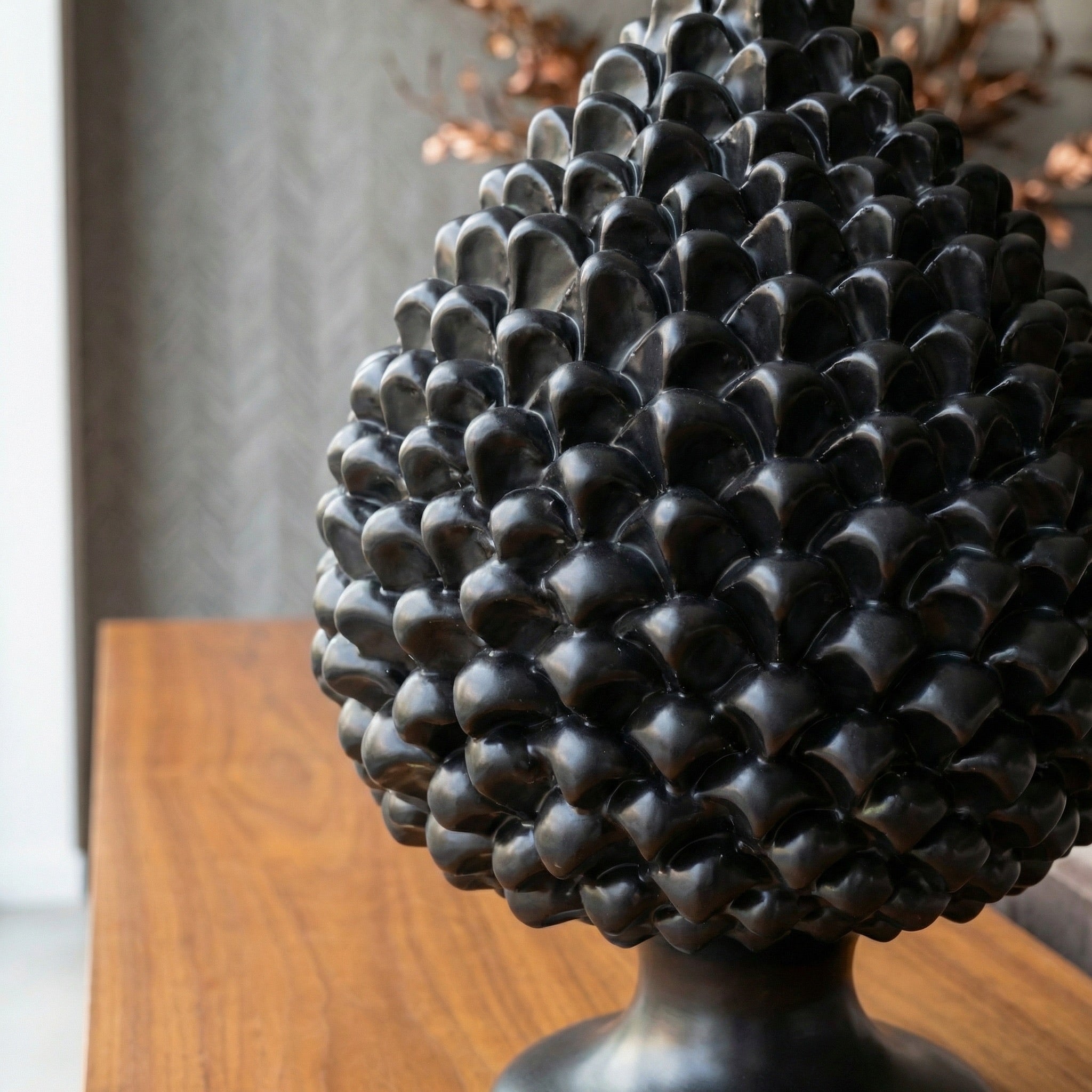 Pigna Artigianale in Ceramica di Caltagirone h 15/40 cm - Black Line Opaco