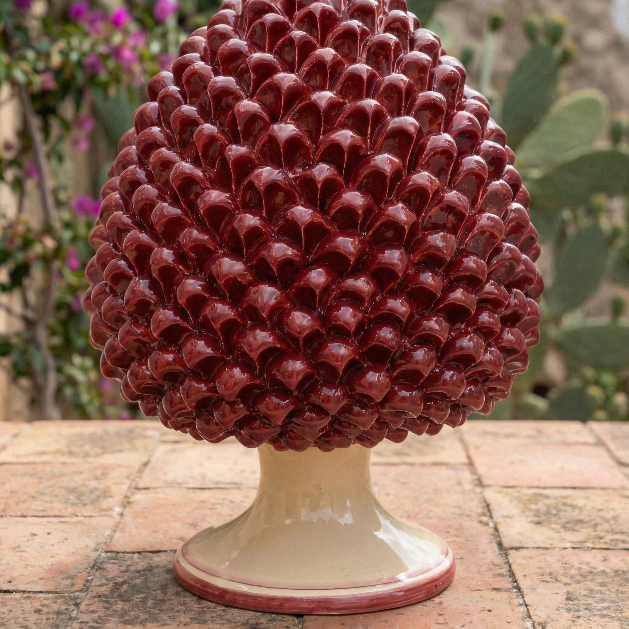 Pigna Artigianale in Ceramica di Caltagirone h 15/40 cm - Mono Bordeaux