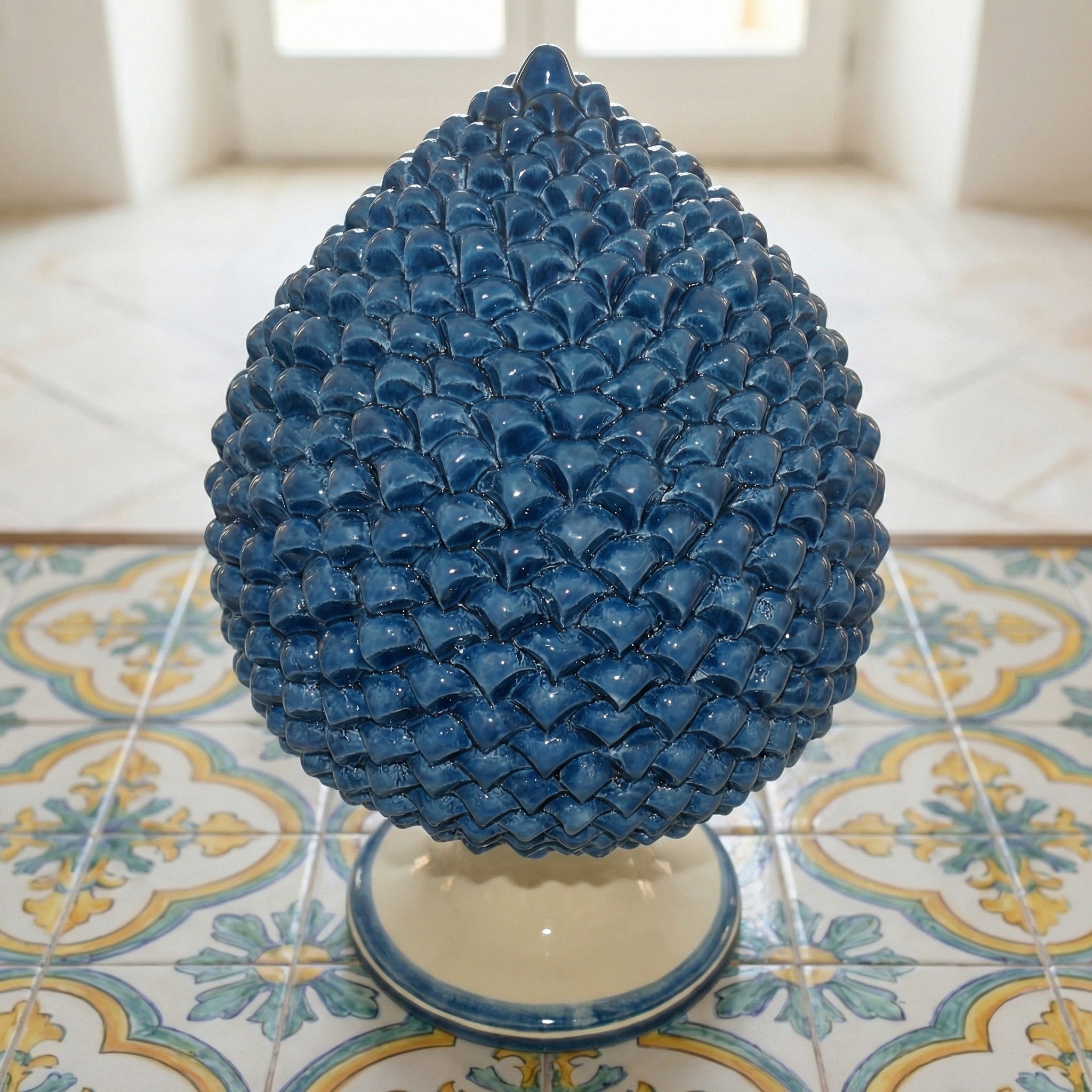 Pigna Artigianale in Ceramica di Caltagirone h 15/40 cm - Mono Blu