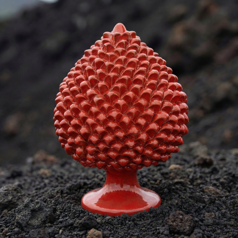 Pigna Artigianale in Ceramica di Caltagirone h 15/40 cm - Rosso Fuoco