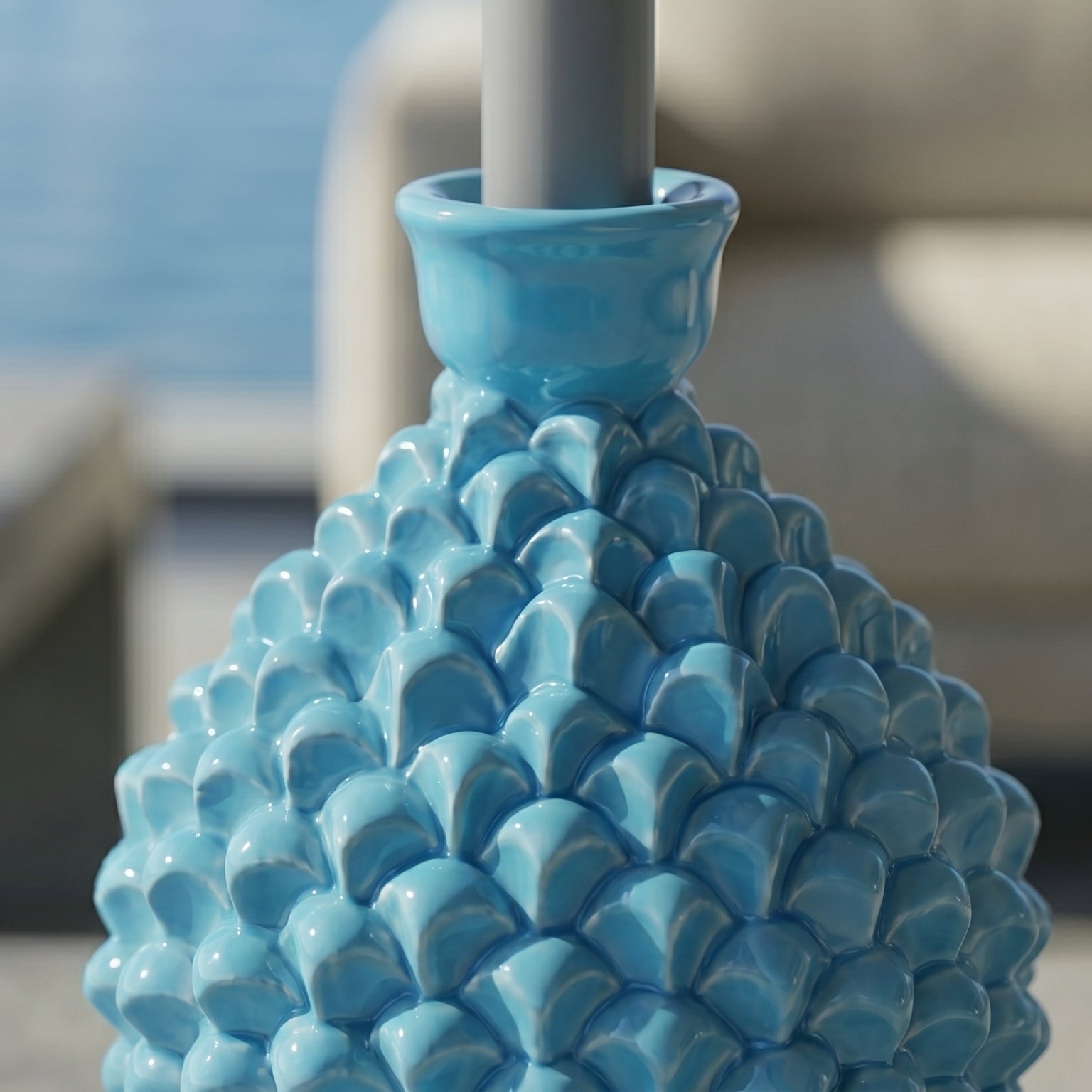 Portacandela a Pigna in Ceramica di Caltagirone h 18 cm - Turchese | Bomboniera