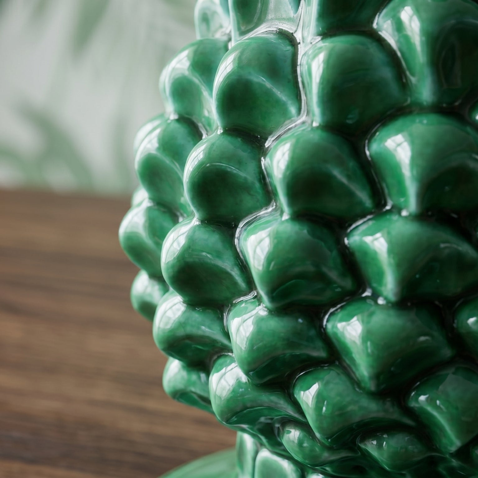 Portacandela a Pigna in Ceramica di Caltagirone h 18 cm - Verde Smeraldo | Bomboniera