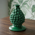 Portacandela a Pigna in Ceramica di Caltagirone h 18 cm - Verde Smeraldo | Bomboniera