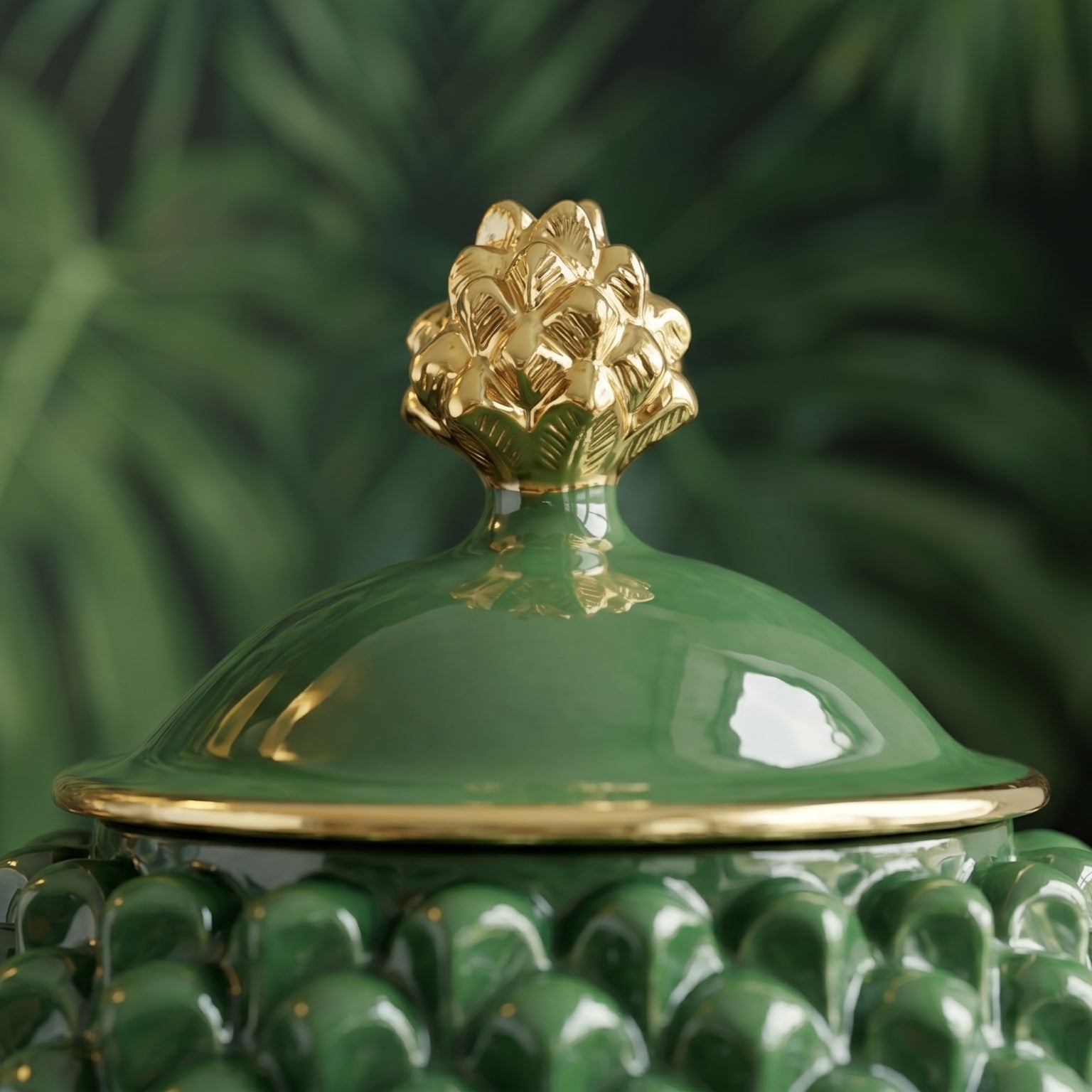 Biscottiera a Pigna in Ceramica di Caltagirone Ø 20 cm - Verd'Oro