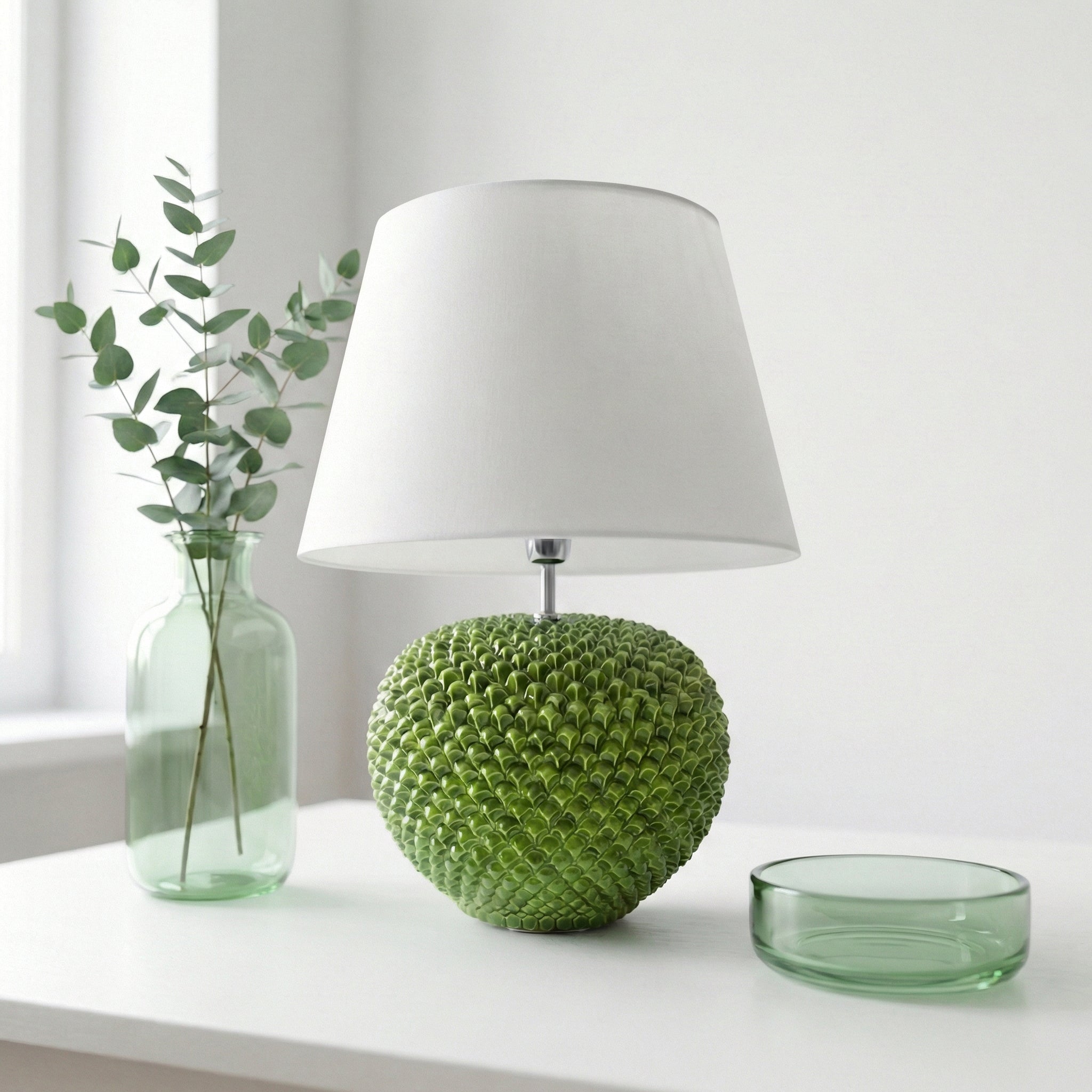 Lume a Palla Pigna in Ceramica di Caltagirone - Verde Foglia