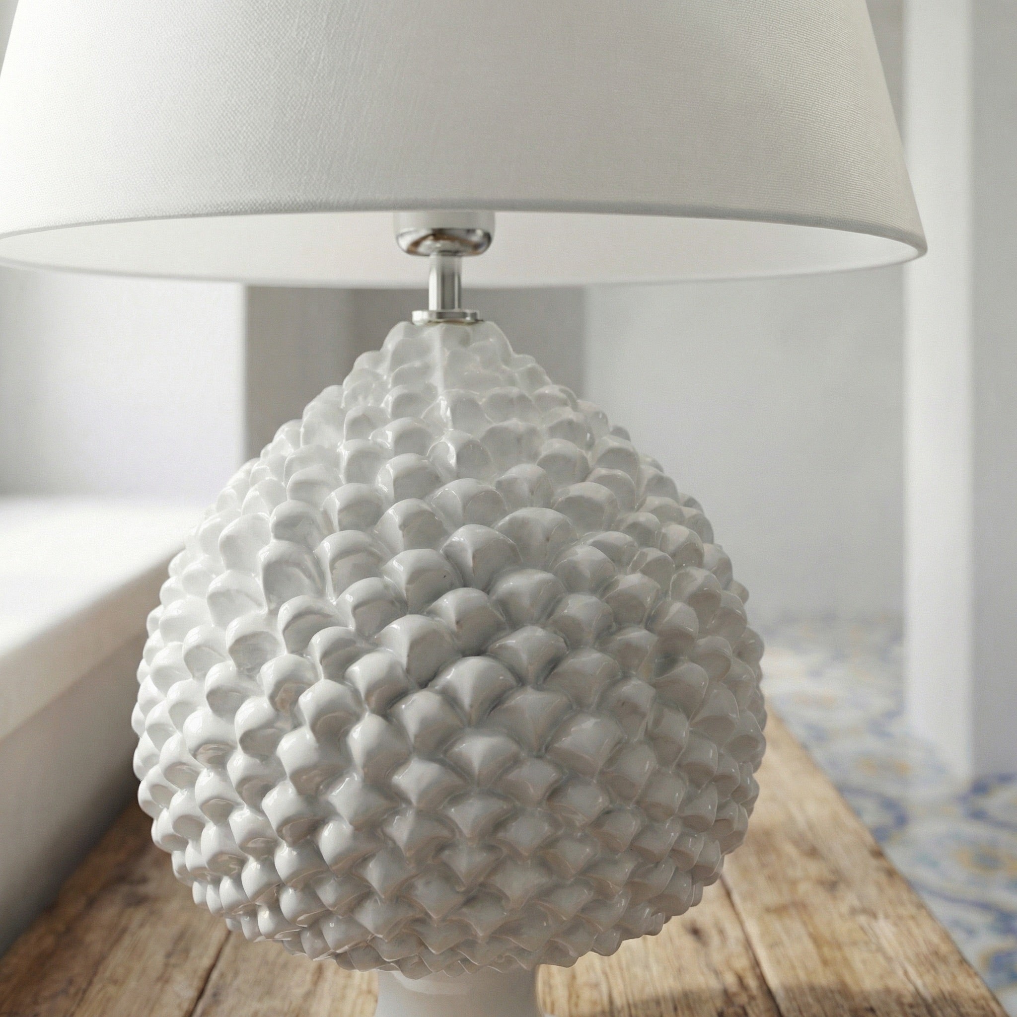 Lume Pigna in Ceramica di Caltagirone - White Line