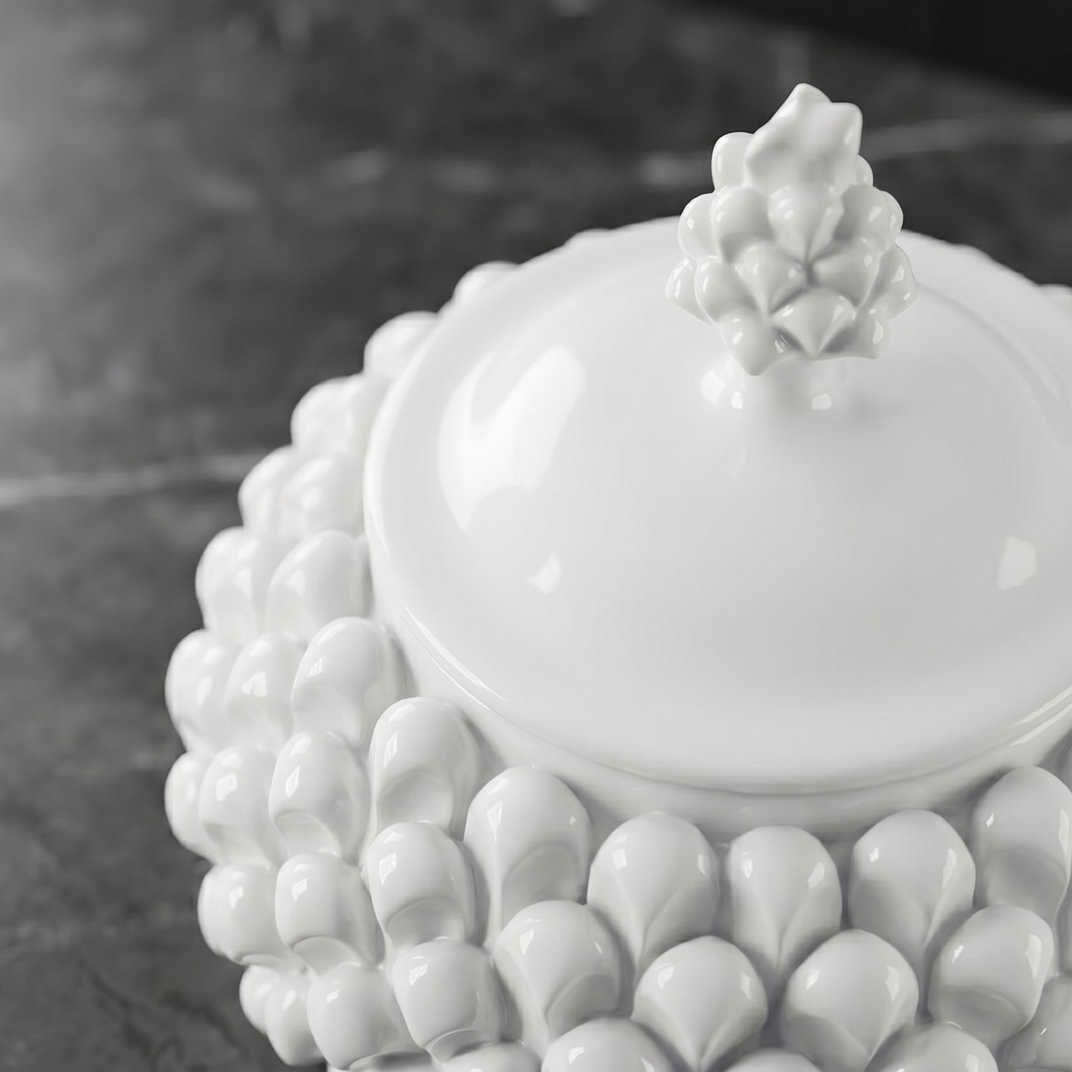 Biscottiera a Pigna in Ceramica di Caltagirone Ø 20 cm - White Line
