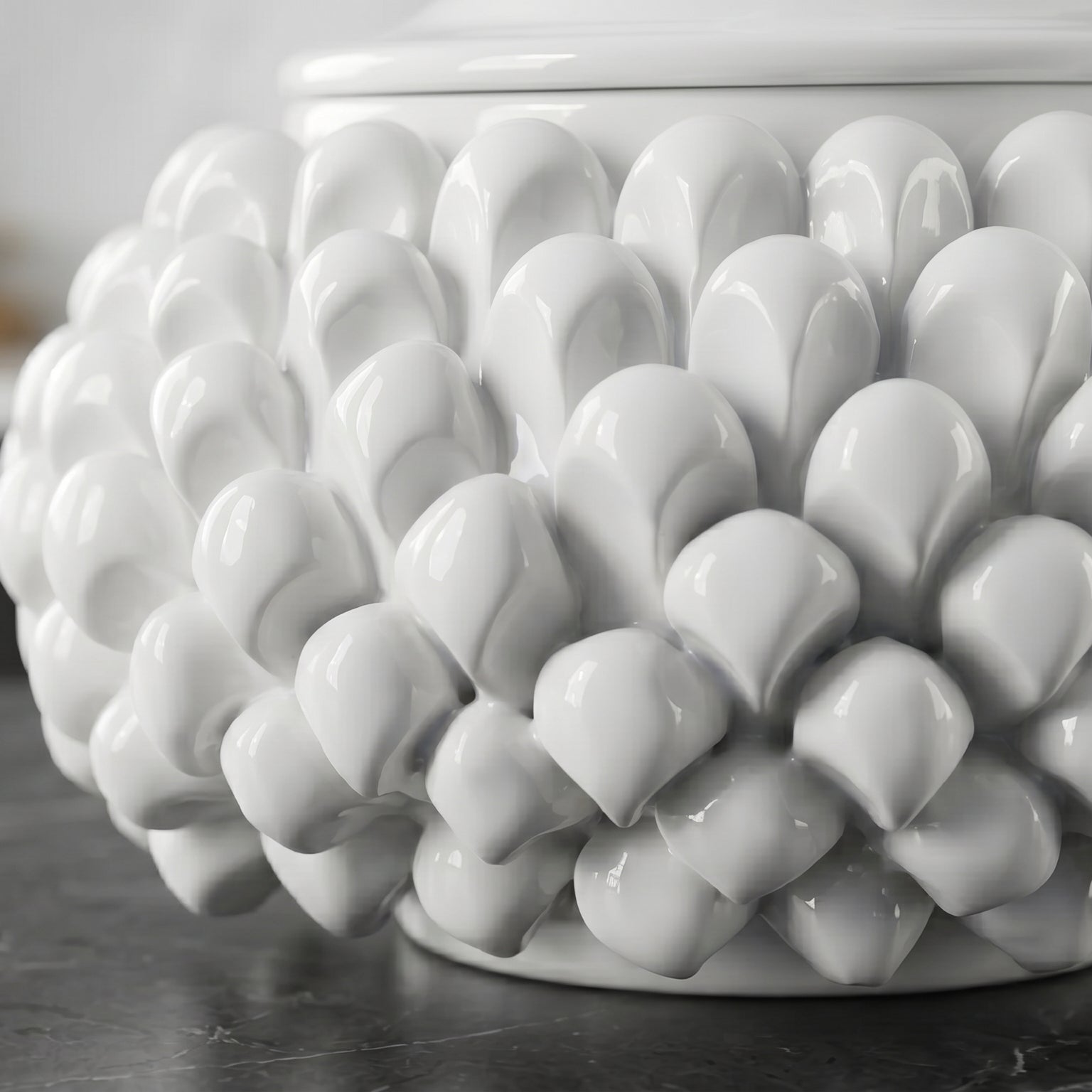Biscottiera a Pigna in Ceramica di Caltagirone Ø 20 cm - White Line