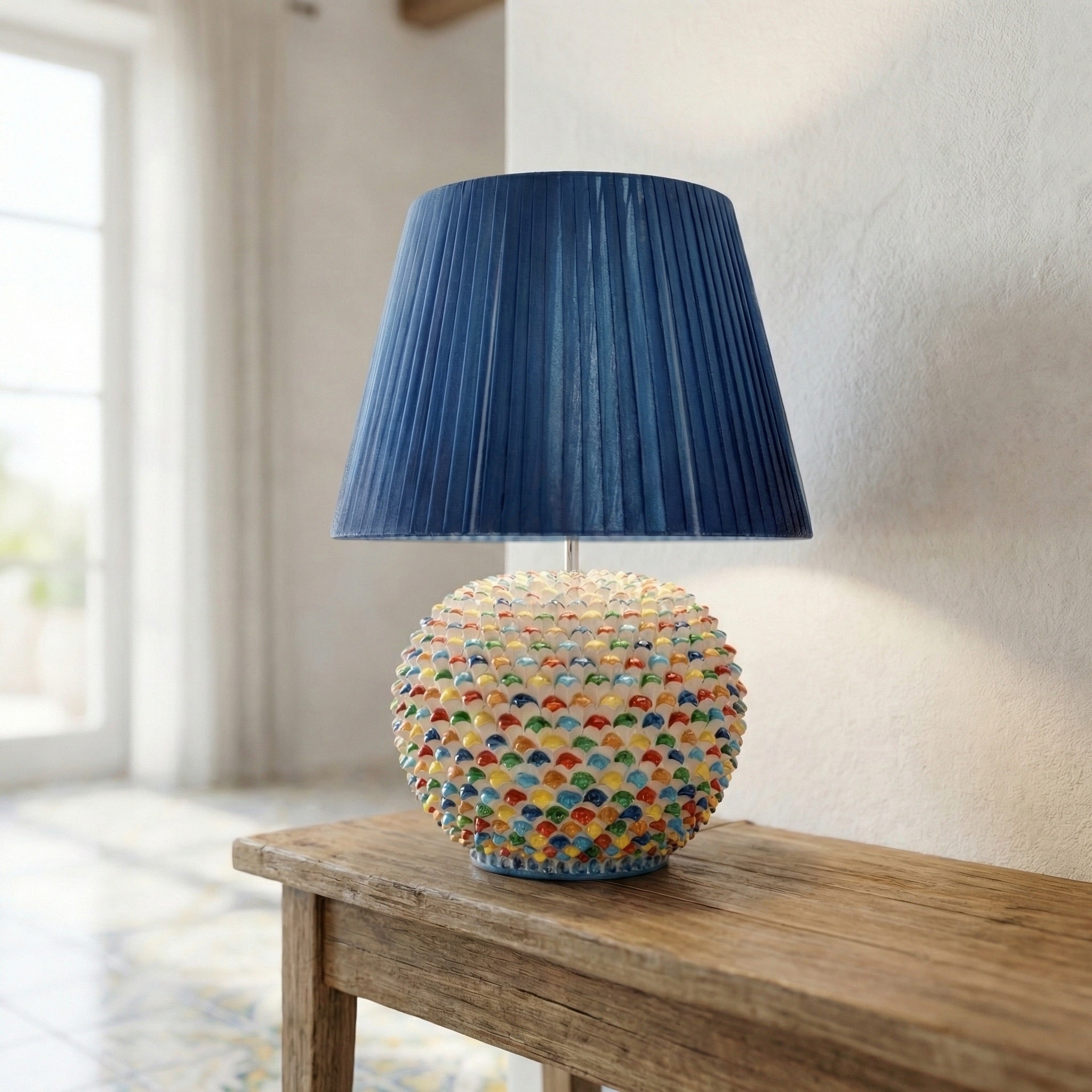 Lume a Palla Pigna Moderna in Ceramica di Caltagirone