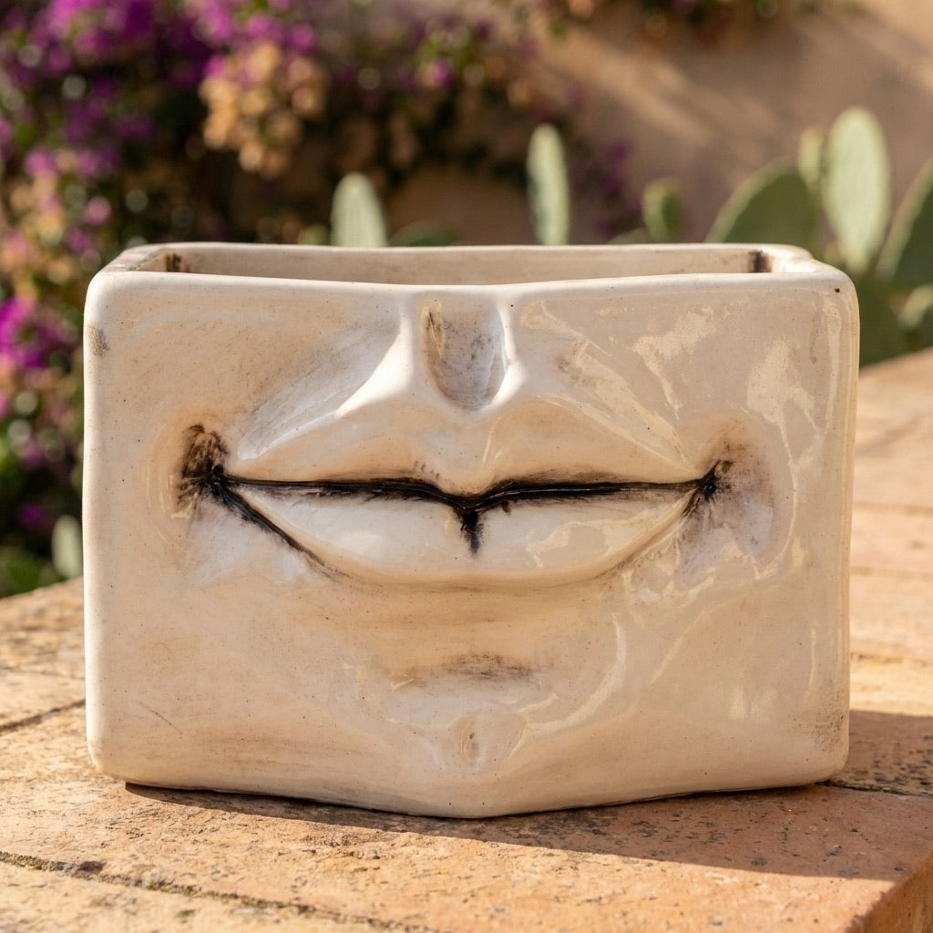 Scatola con Espressione in Ceramica di Caltagirone - Madreperla Antichizzato