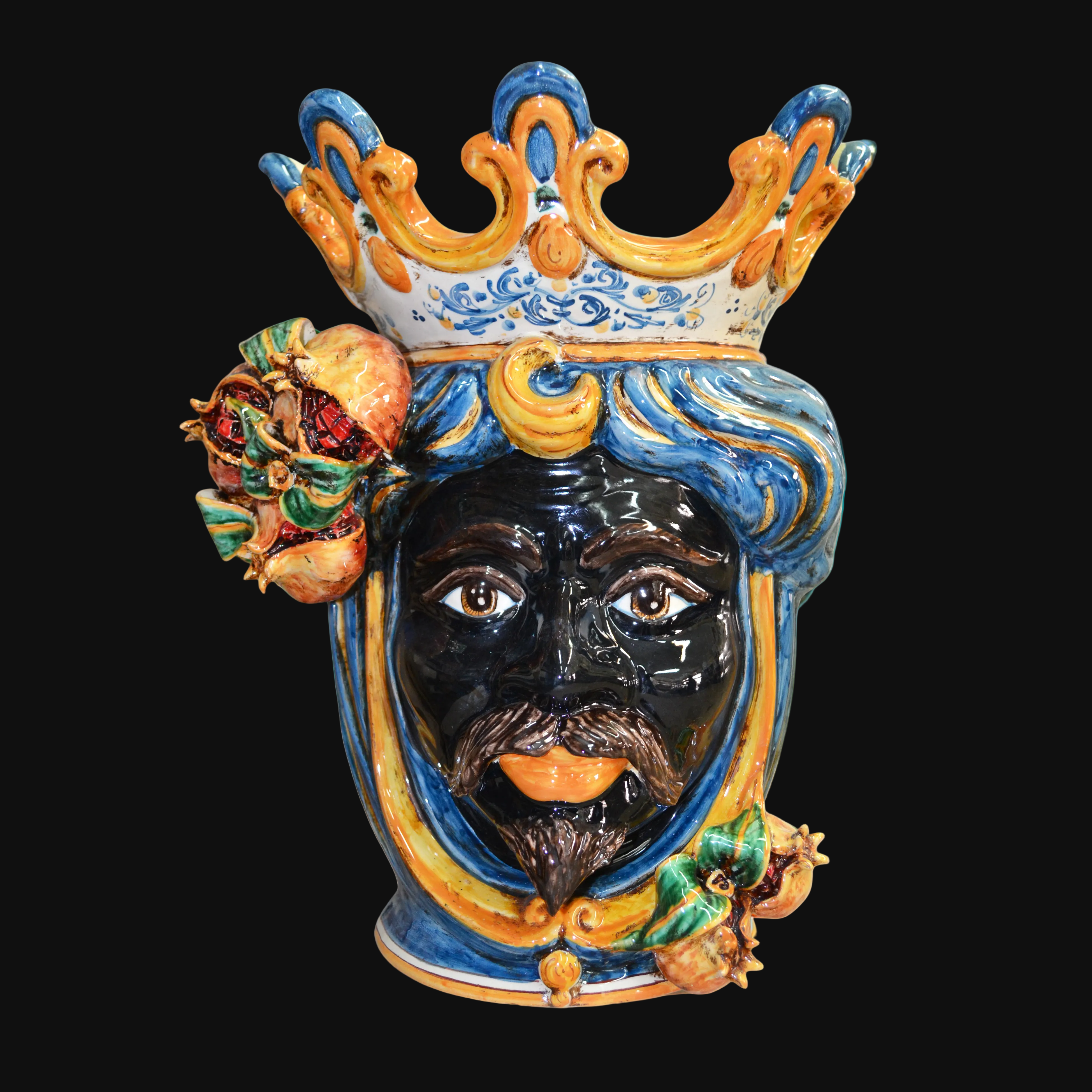 Testa di moro in ceramica di Caltagirone Sofia, decorata, ceramiche caltagirone fatti a mano