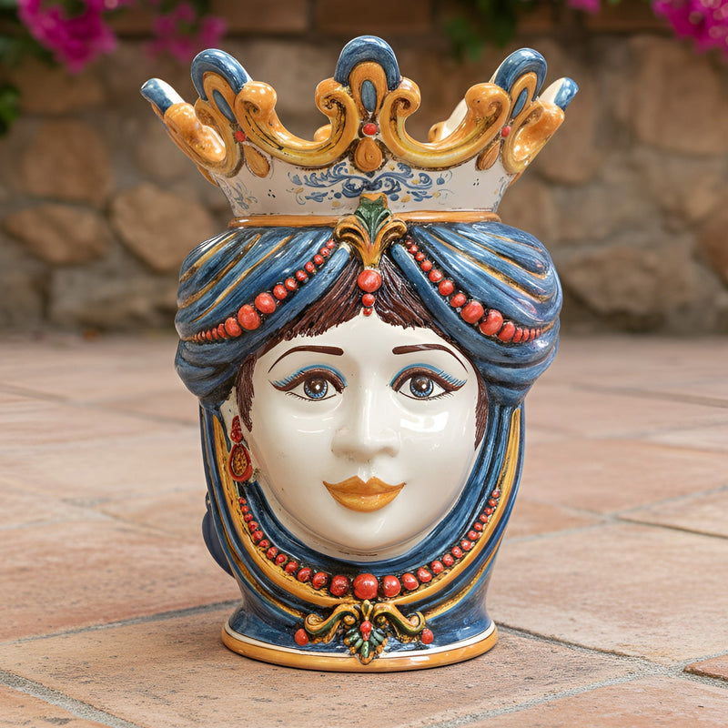 Testa di Moro con Perline h 40 cm - Donna, Decoro Sicily