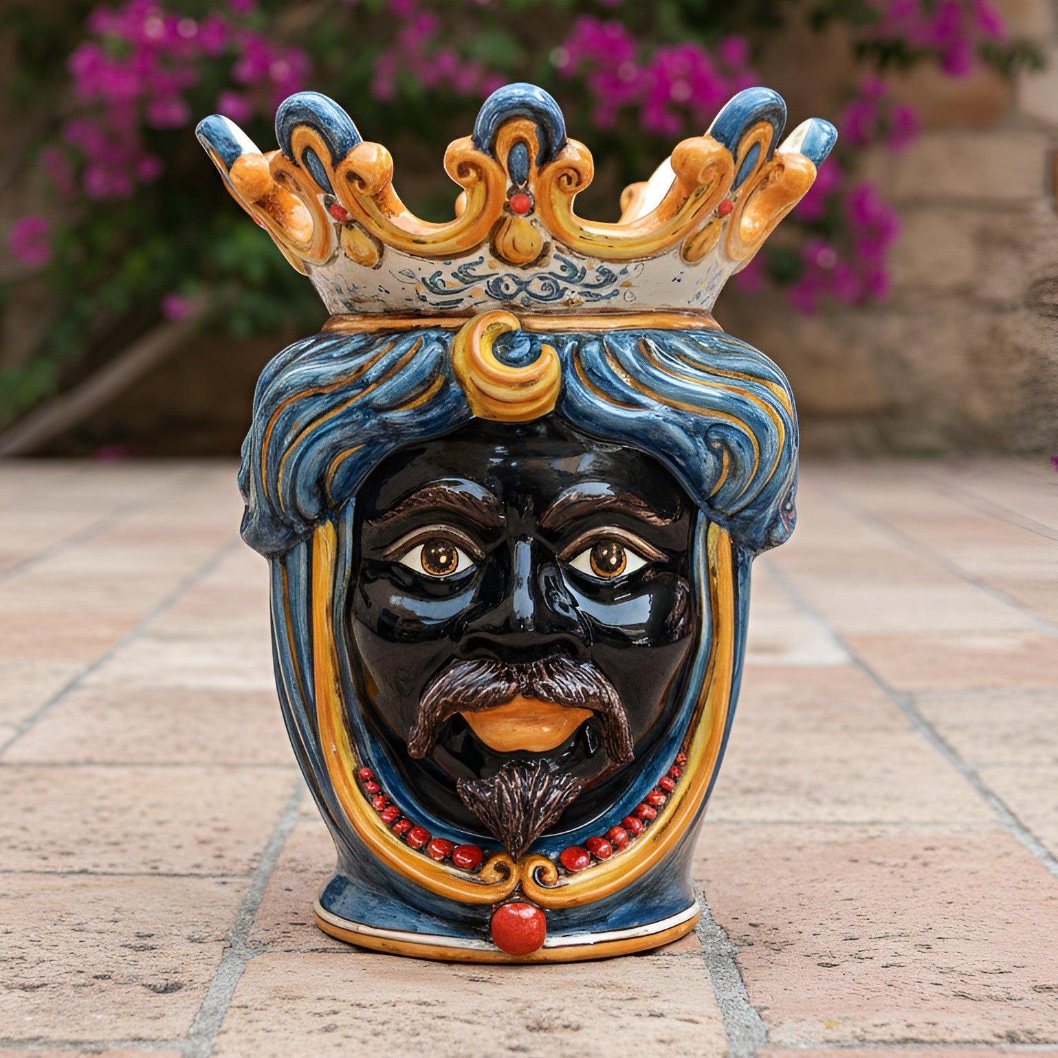 Testa di Moro con Perline h 40 cm - Maschio Moro, Decoro Sicily