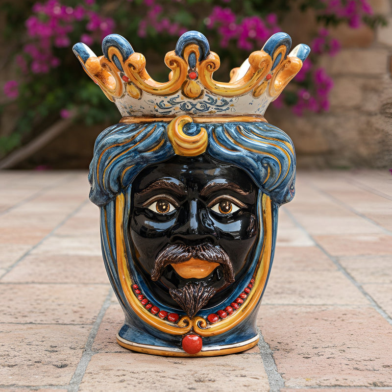 Testa di Moro con Perline h 40 cm - Maschio Moro, Decoro Sicily