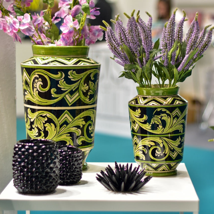 Vaso in Ceramica di Caltagirone - Linea Parigi, Nero e Verde