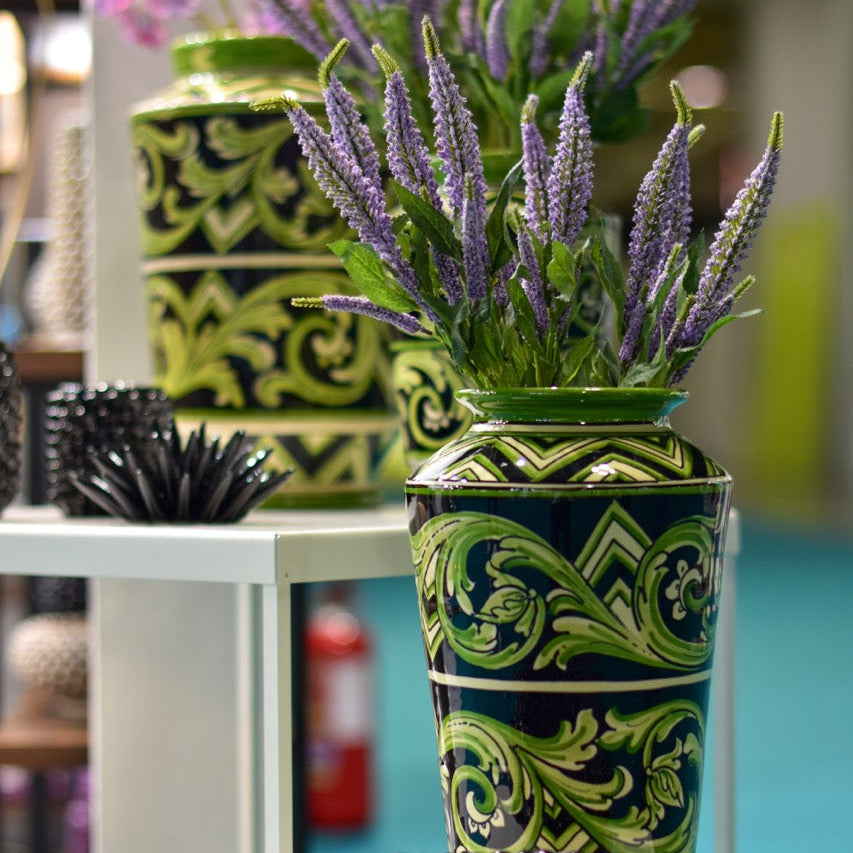 Vaso in Ceramica di Caltagirone - Linea Parigi, Nero e Verde