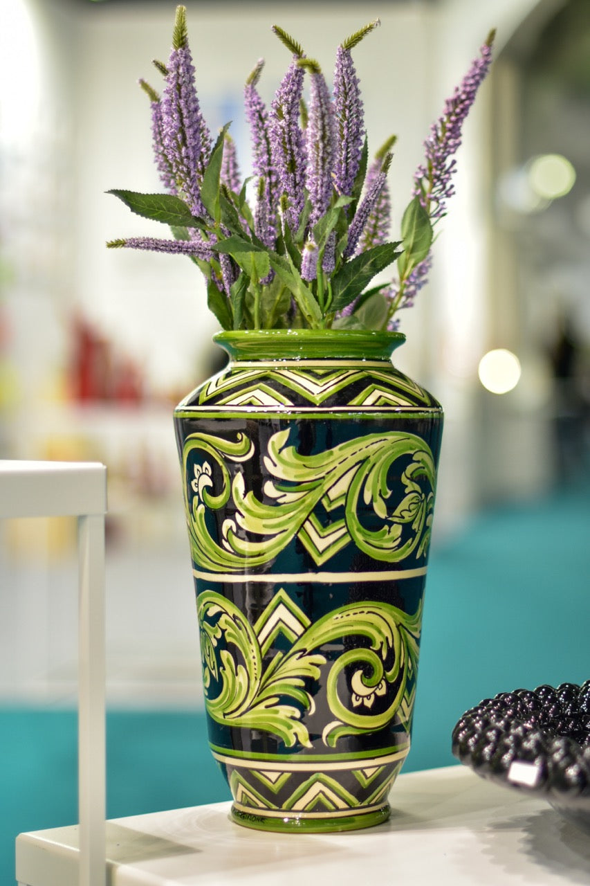 Vaso in Ceramica di Caltagirone - Linea Parigi, Nero e Verde