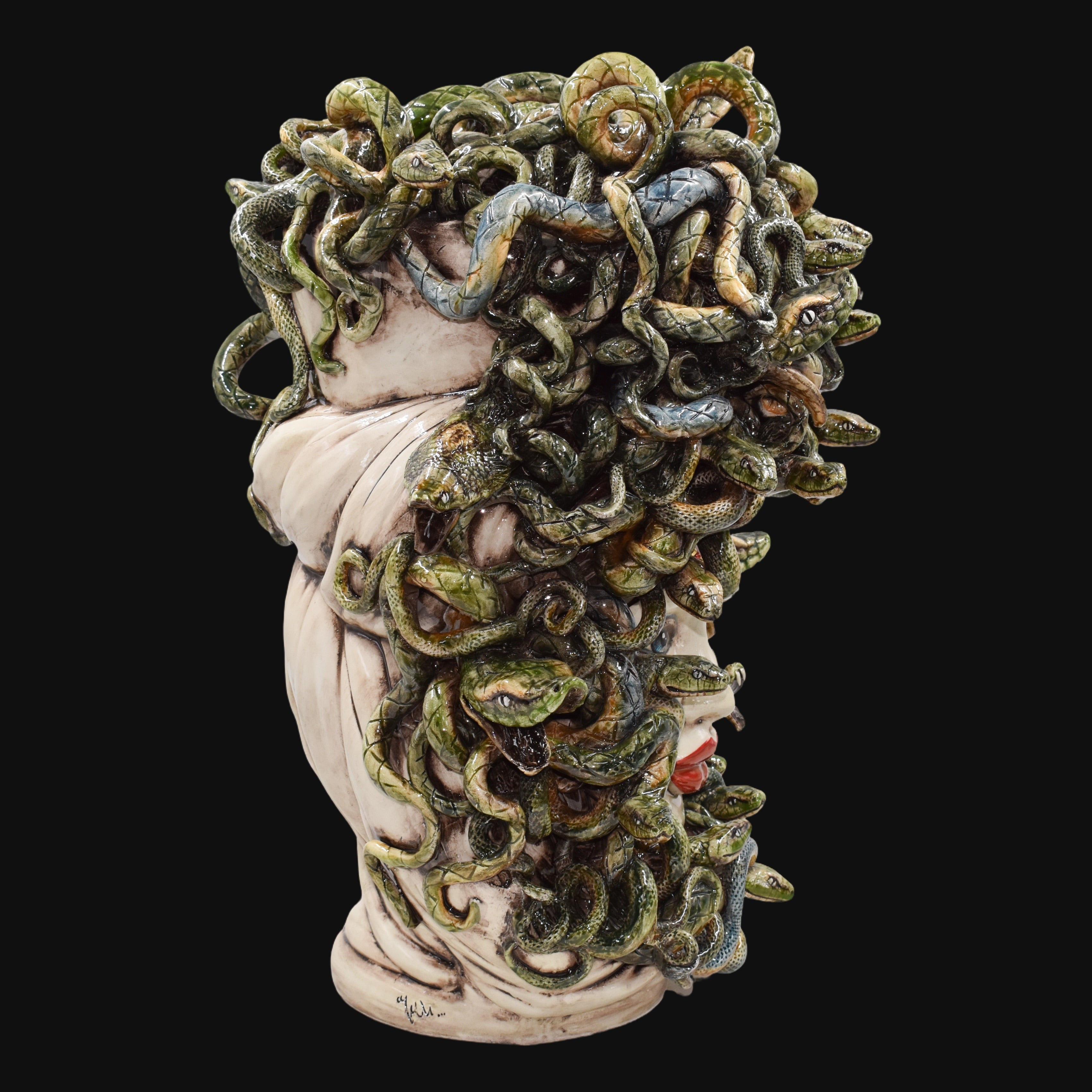 Testa Medusa h 48 cm - Madreperla Antichizzato | Ceramica Caltagirone