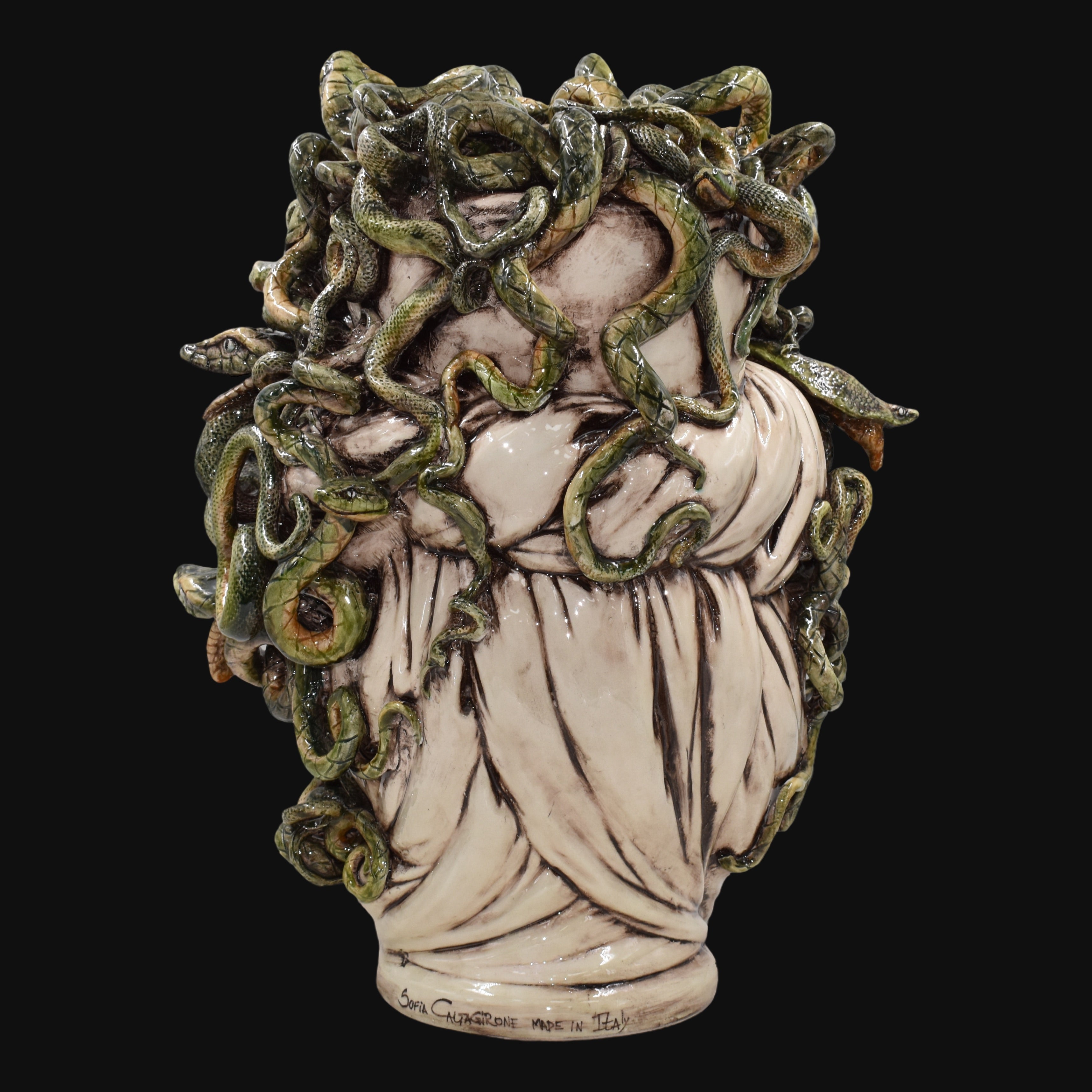 Testa Medusa h 48 cm - Madreperla Antichizzato | Ceramica Caltagirone