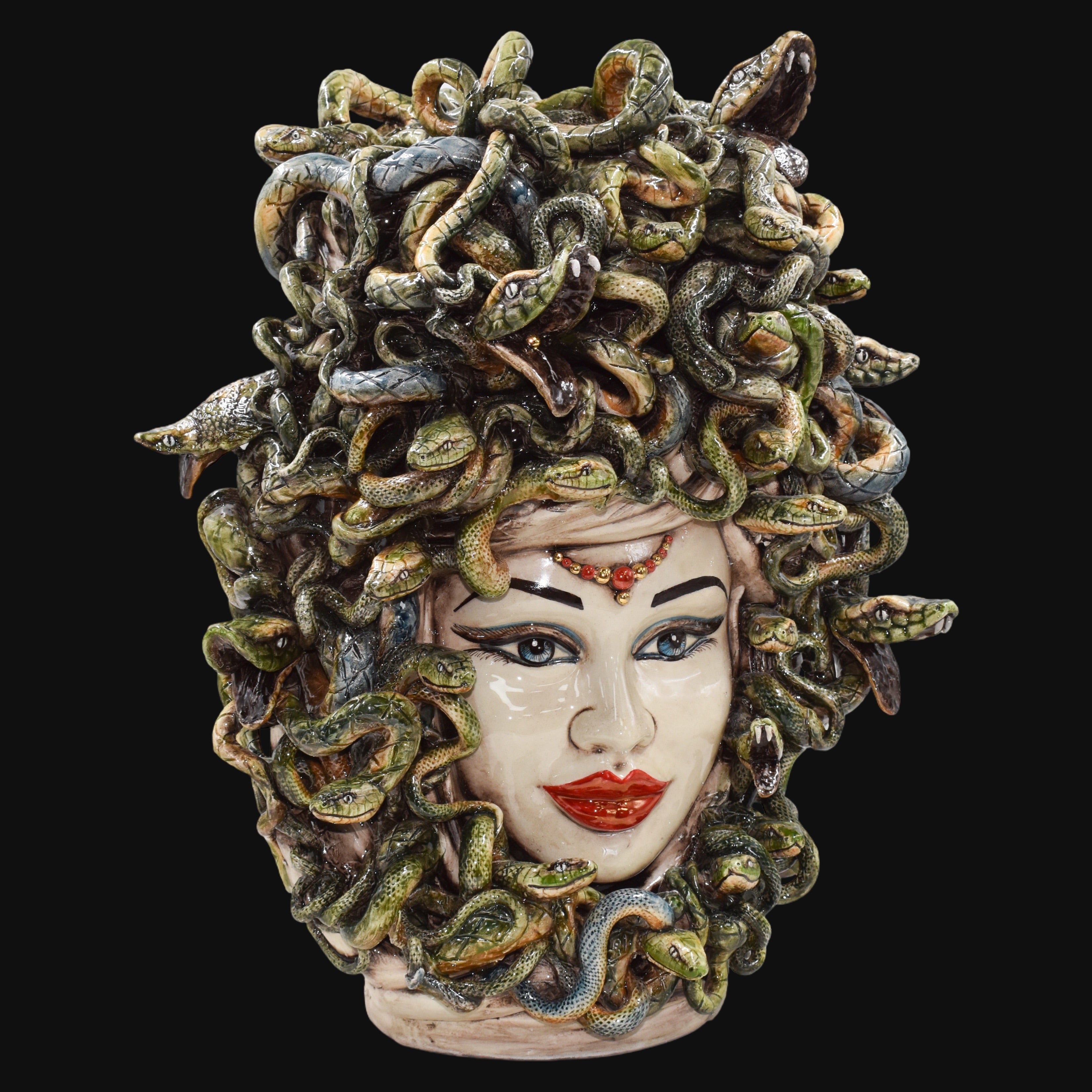 Testa Medusa h 48 cm - Madreperla Antichizzato | Ceramica Caltagirone