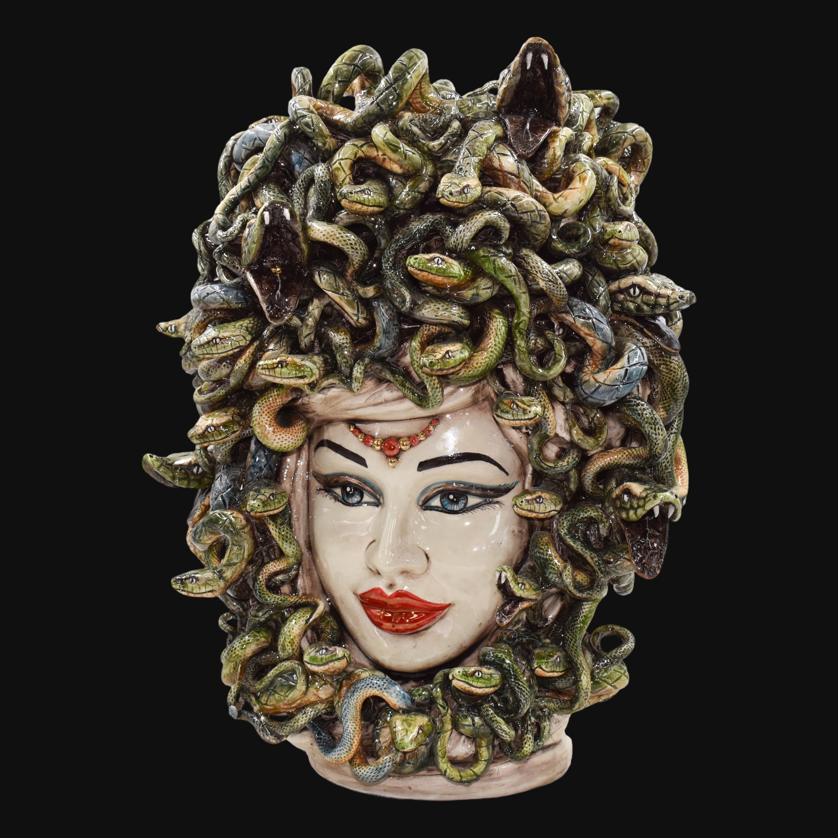 Testa Medusa h 48 cm - Madreperla Antichizzato | Ceramica Caltagirone