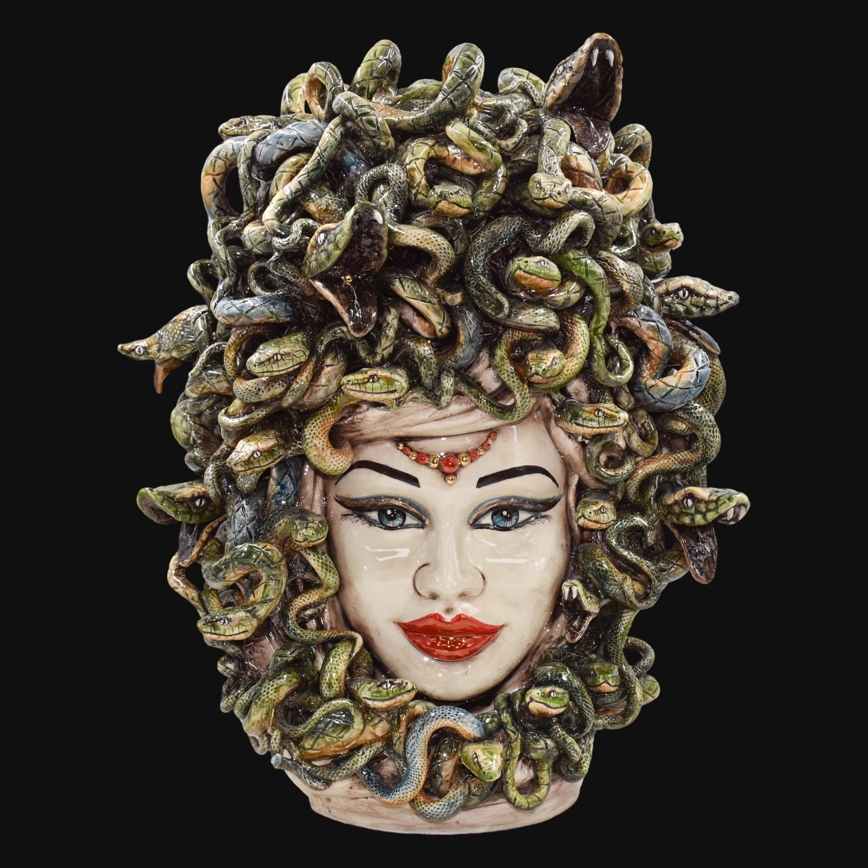 Testa Medusa h 48 cm - Madreperla Antichizzato | Ceramica Caltagirone