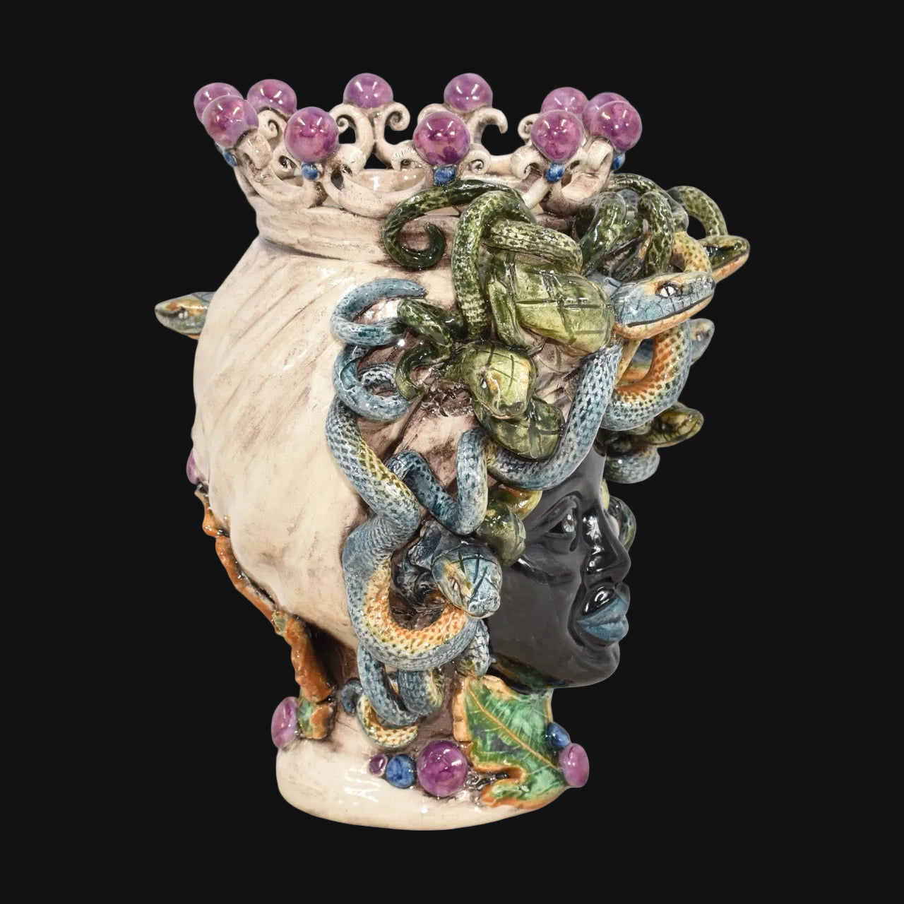 Testa Medusa h 20 cm - Lustro Glicine | Ceramica Caltagirone