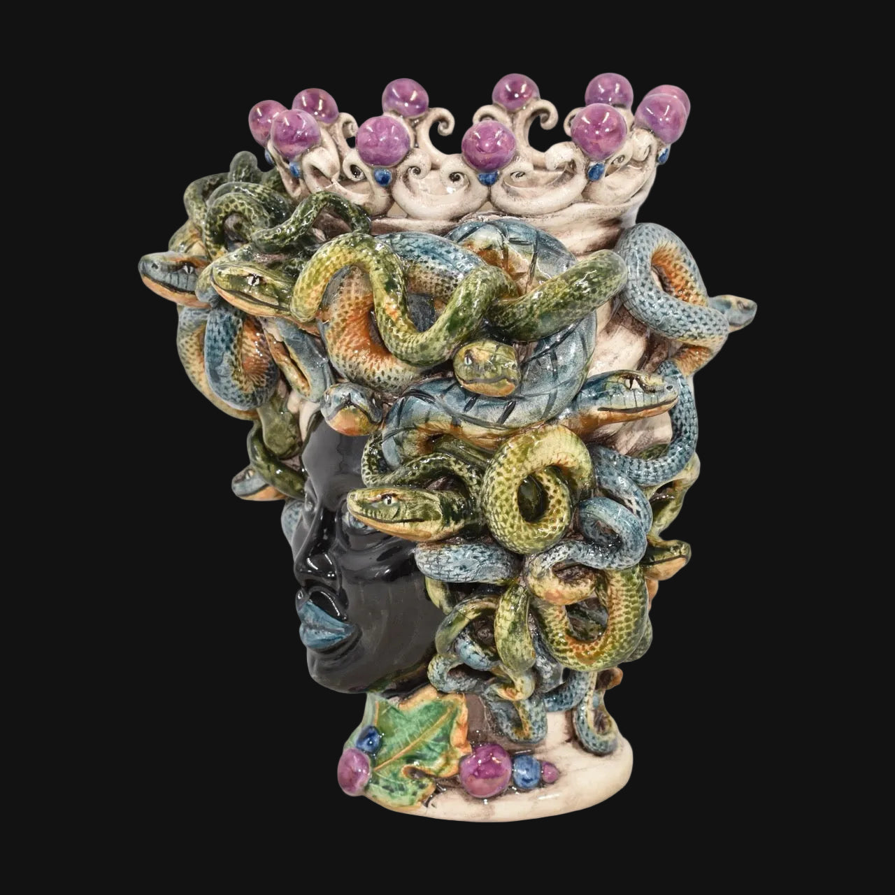 Testa Medusa h 20 cm - Lustro Glicine | Ceramica Caltagirone