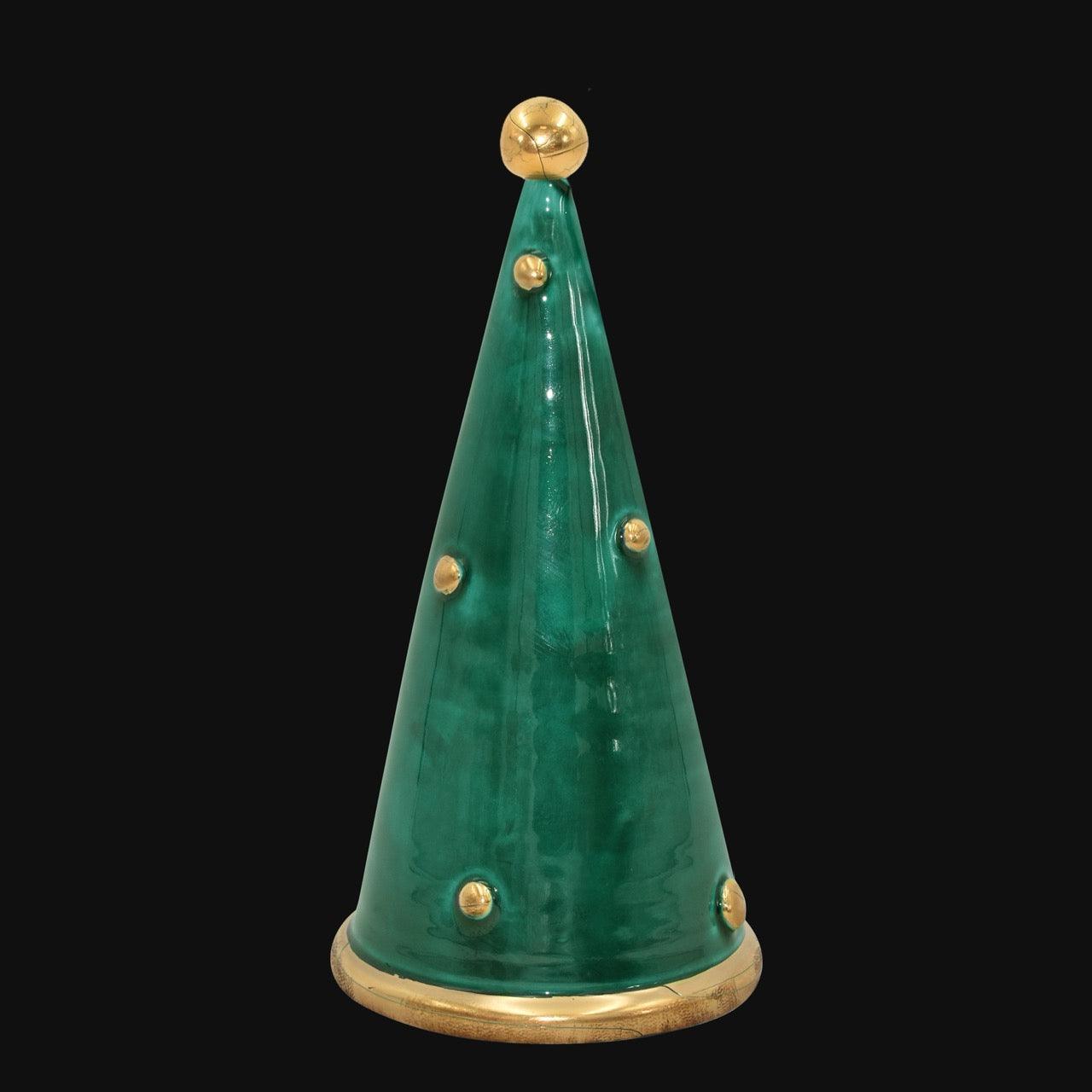 Albero di Natale moderno in ceramica di Caltagirone, verde e oro, ceramiche caltagirone fatti a mano