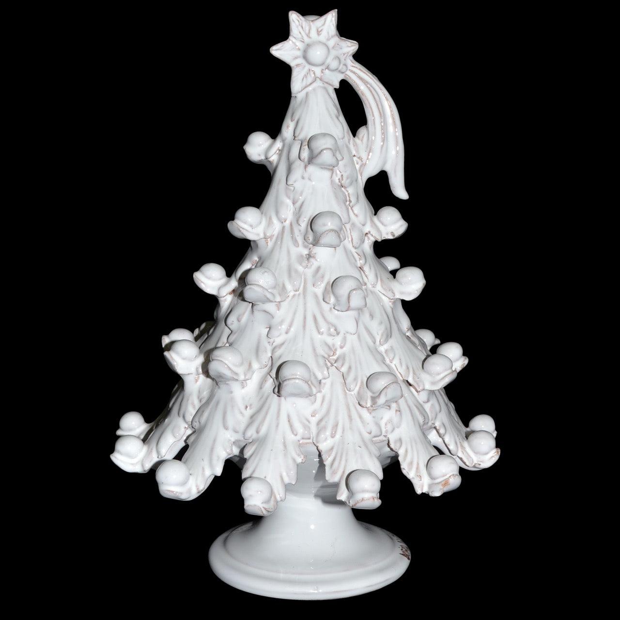 Albero di Natale in ceramica bianca, ceramiche Caltagirone fatti a mano, Sofia.